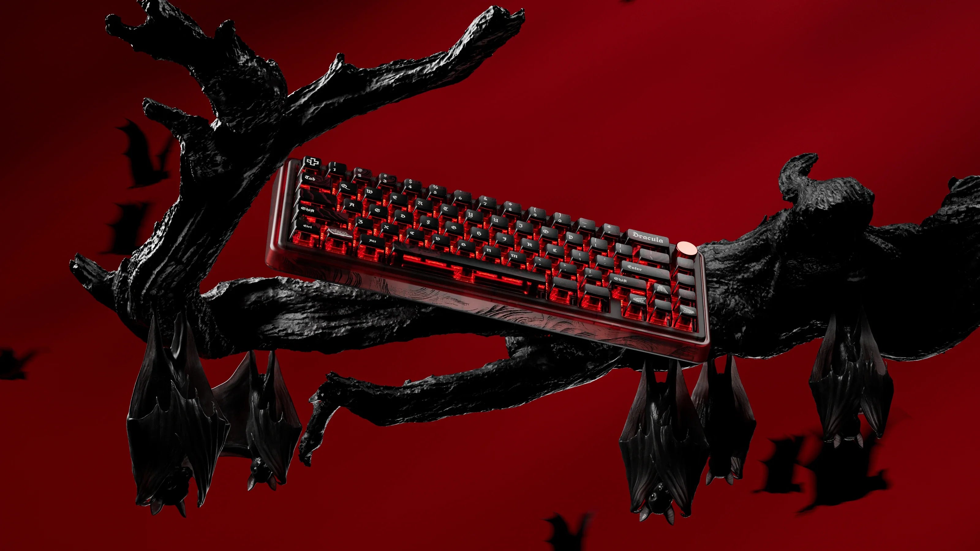 QwertyKey65 Pro Dracula – Bezprzewodowa Klawiatura Mechaniczna Gamingowa, Hotswap, Full RGB, VIA