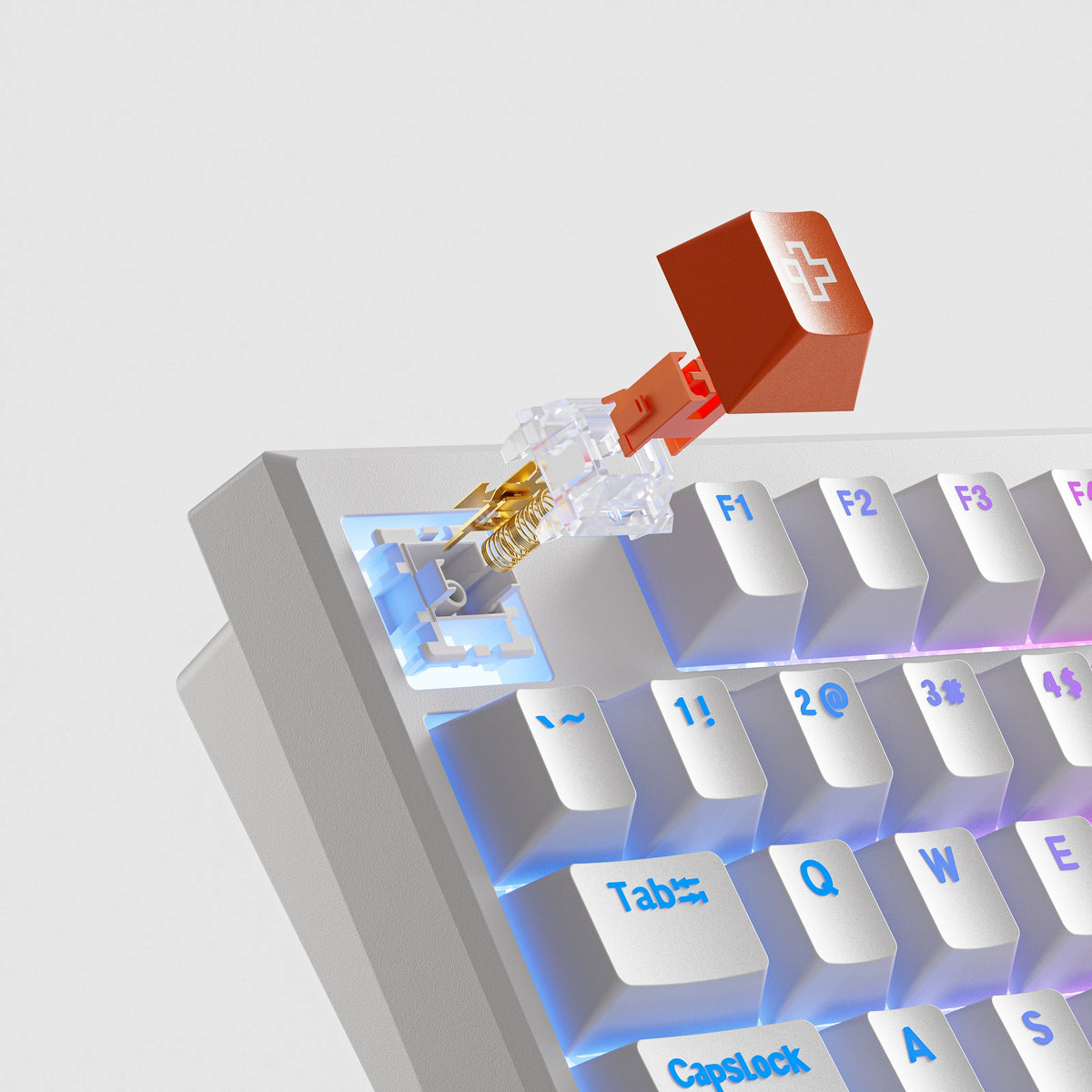QwertyKey H100 Pro V2 Biała – Bezprzewodowa Klawiatura Mechaniczna Gamingowa, Hotswap, Gasket, Full RGB
