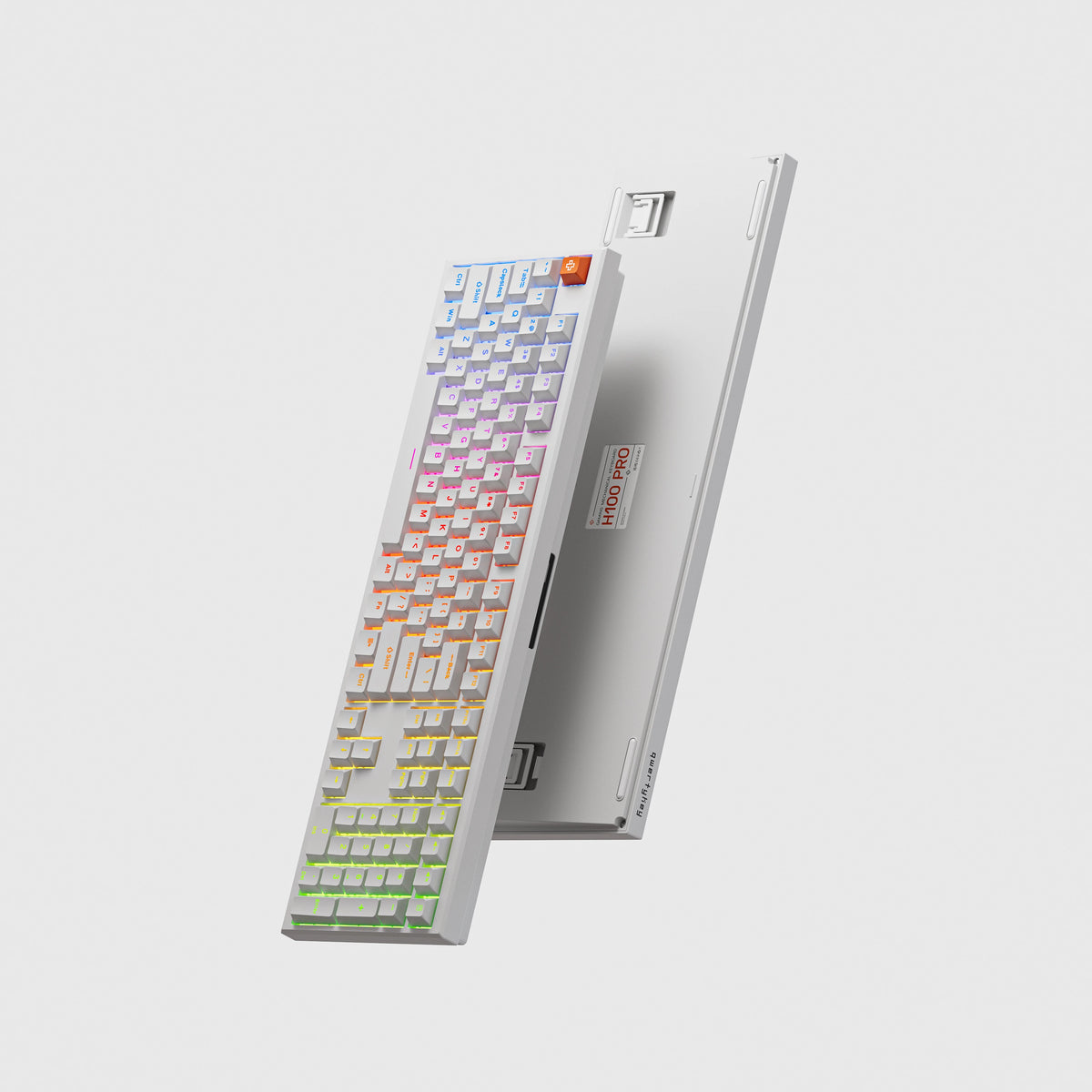 QwertyKey H100 Pro V2 Biała – Bezprzewodowa Klawiatura Mechaniczna Gamingowa, Hotswap, Gasket, Full RGB