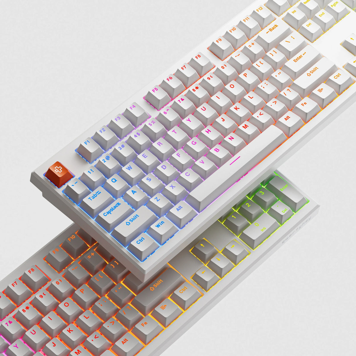 QwertyKey H100 Pro V2 Biała – Bezprzewodowa Klawiatura Mechaniczna Gamingowa, Hotswap, Gasket, Full RGB