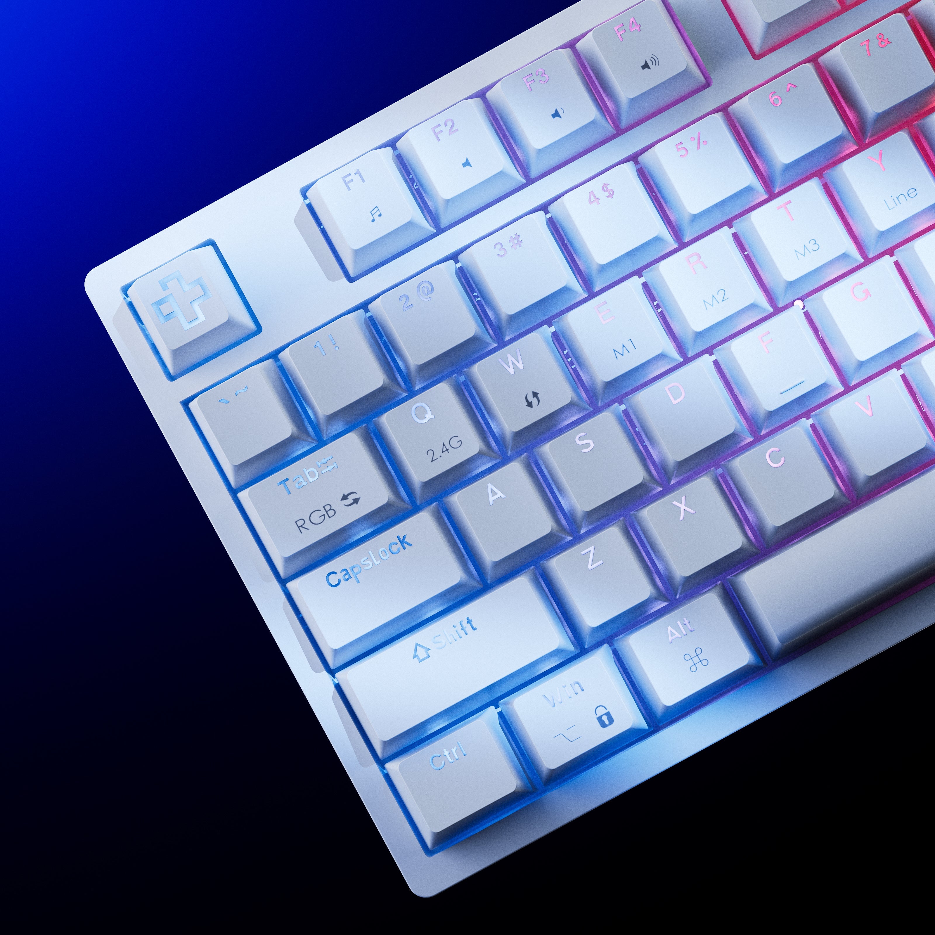 QwertyKey H100, biała - bezprzewodowa klawiatura mechaniczna gamingowa, Hotswap, RGB