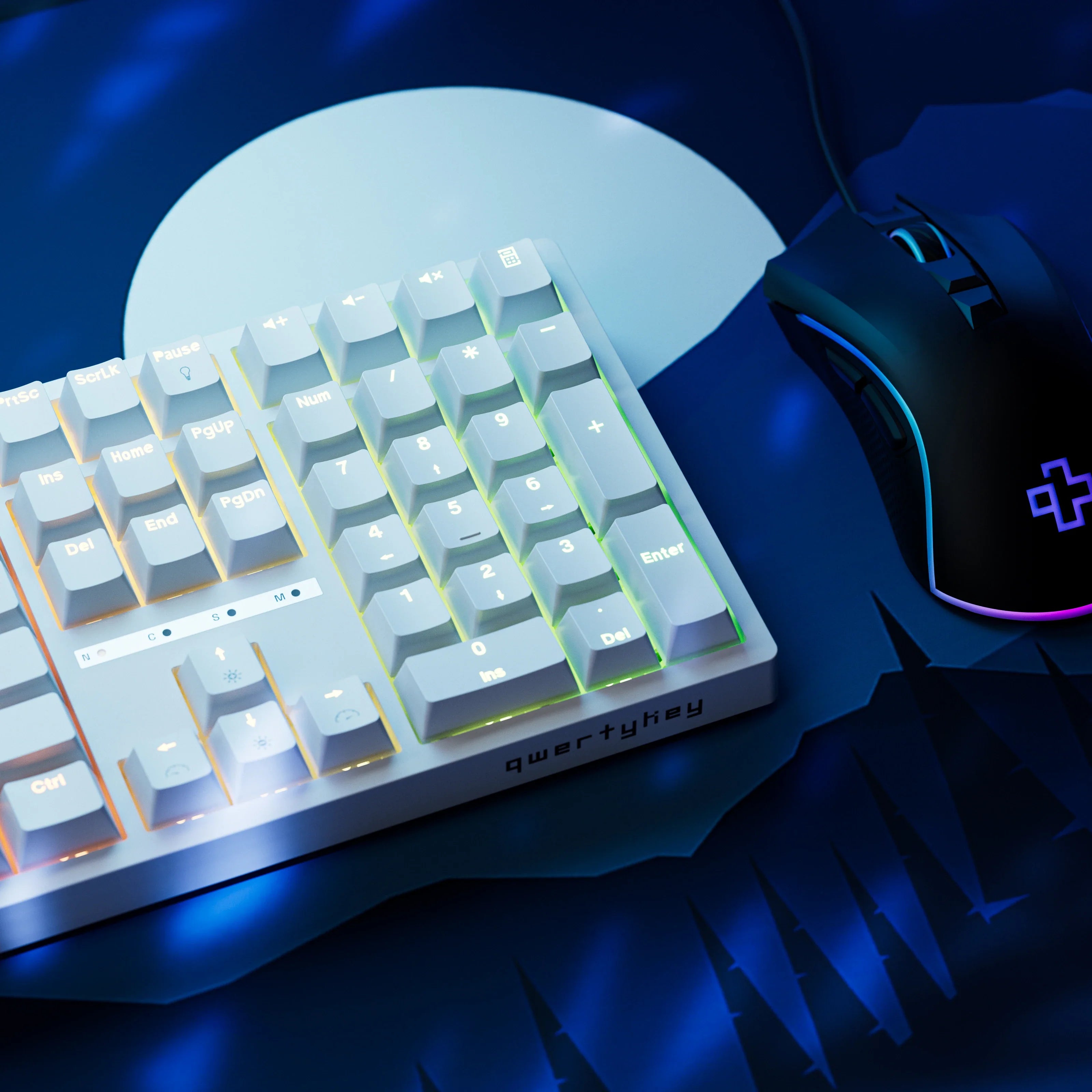 QwertyKey H100, biała - bezprzewodowa klawiatura mechaniczna gamingowa, Hotswap, RGB