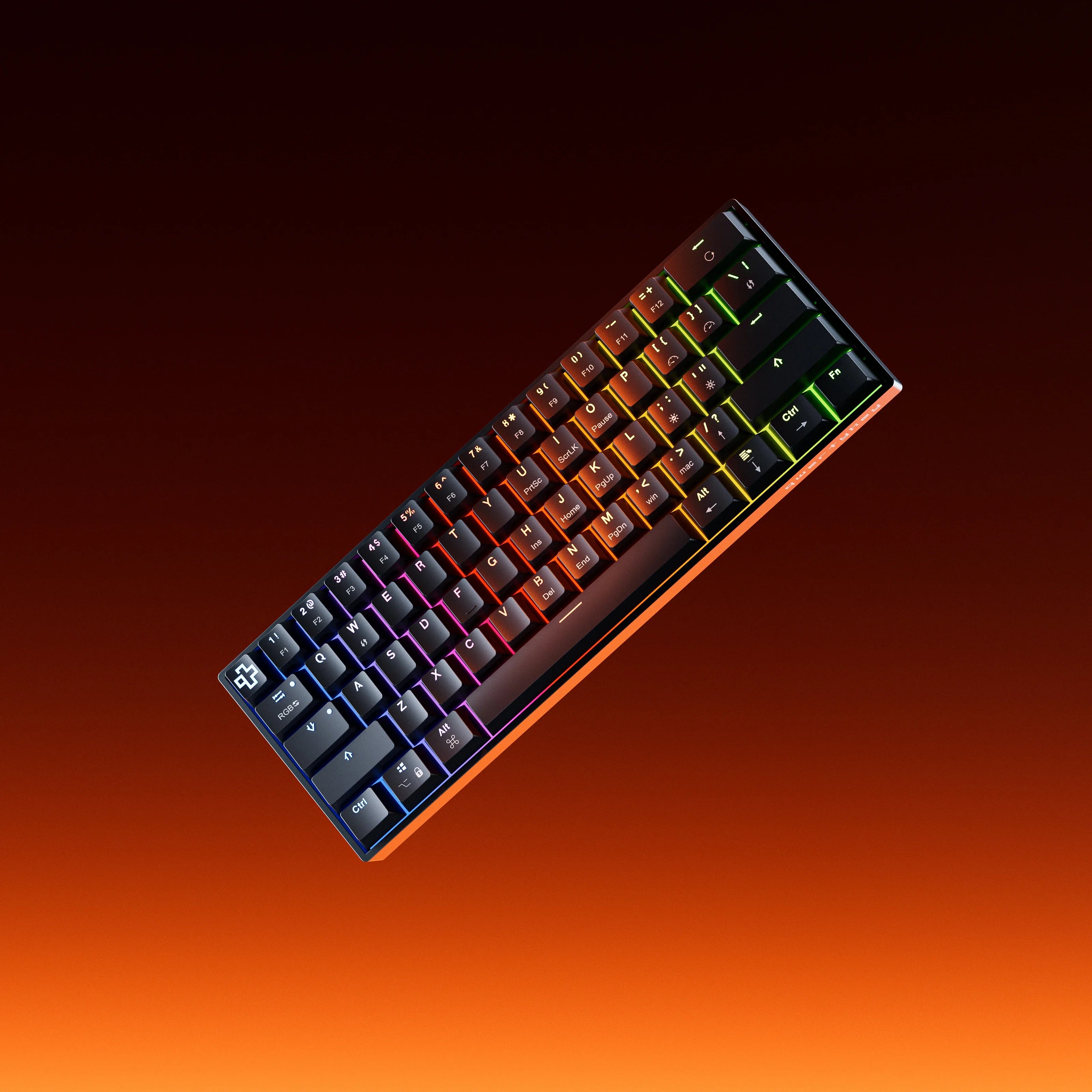 QwertyKey H61 Split, czarna - klawiatura mechaniczna gamingowa, Hotswap, RGB