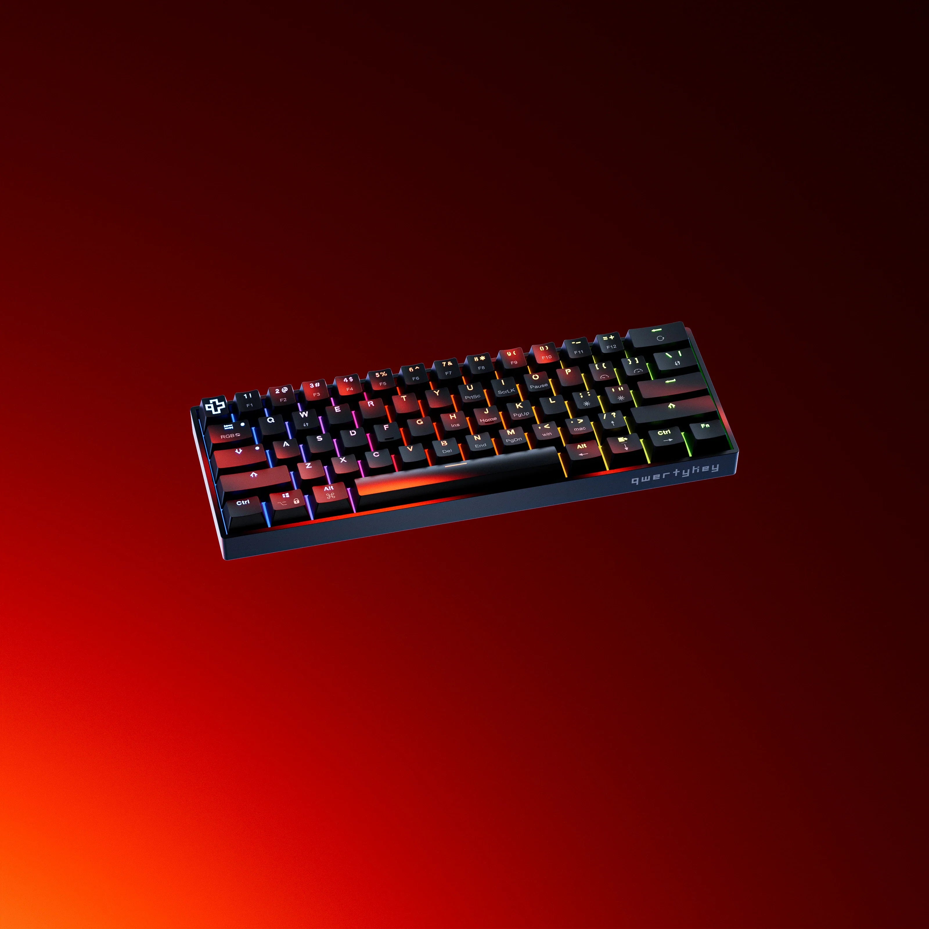 QwertyKey H61 Split, czarna - klawiatura mechaniczna gamingowa, Hotswap, RGB