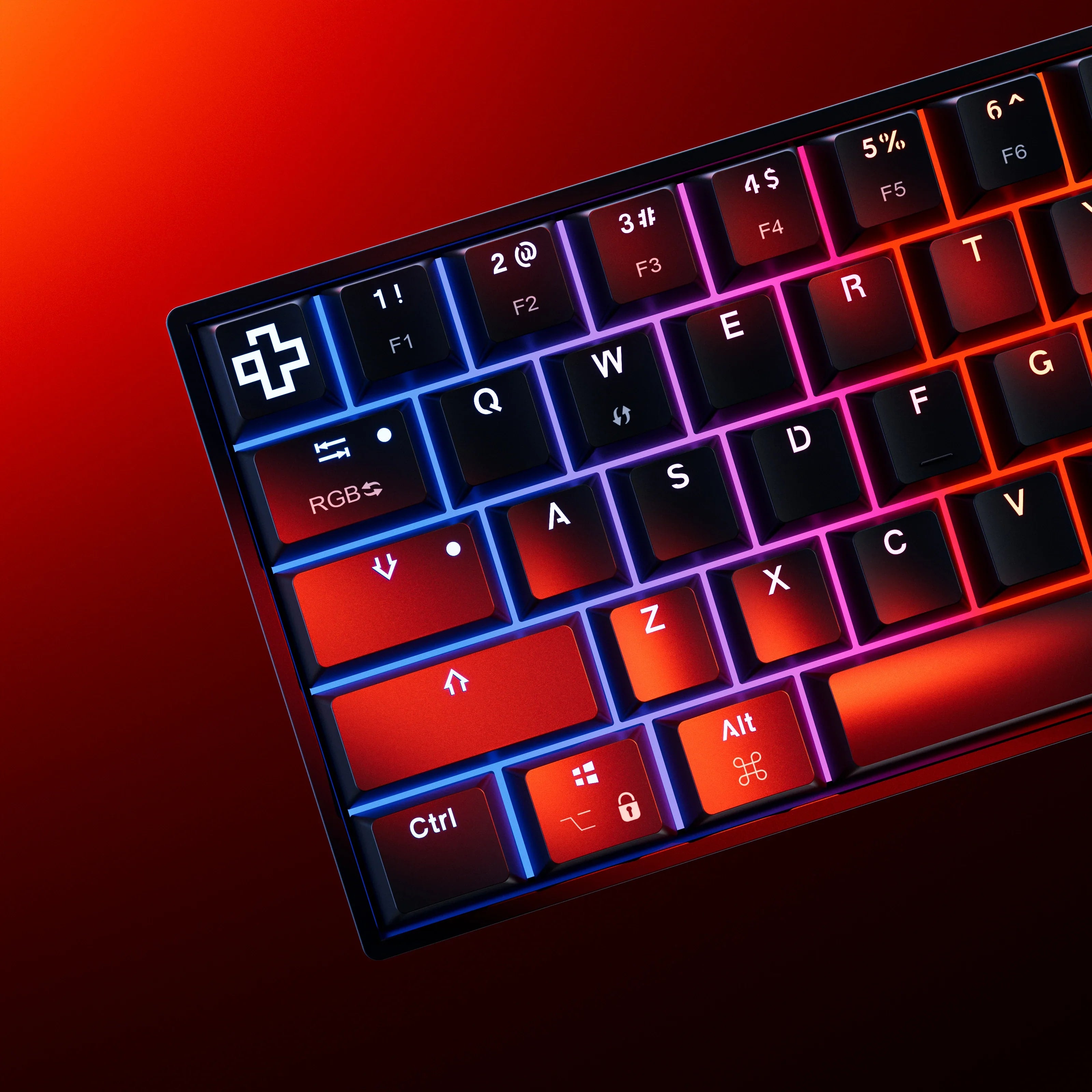 QwertyKey H61 Split, czarna - klawiatura mechaniczna gamingowa, Hotswap, RGB