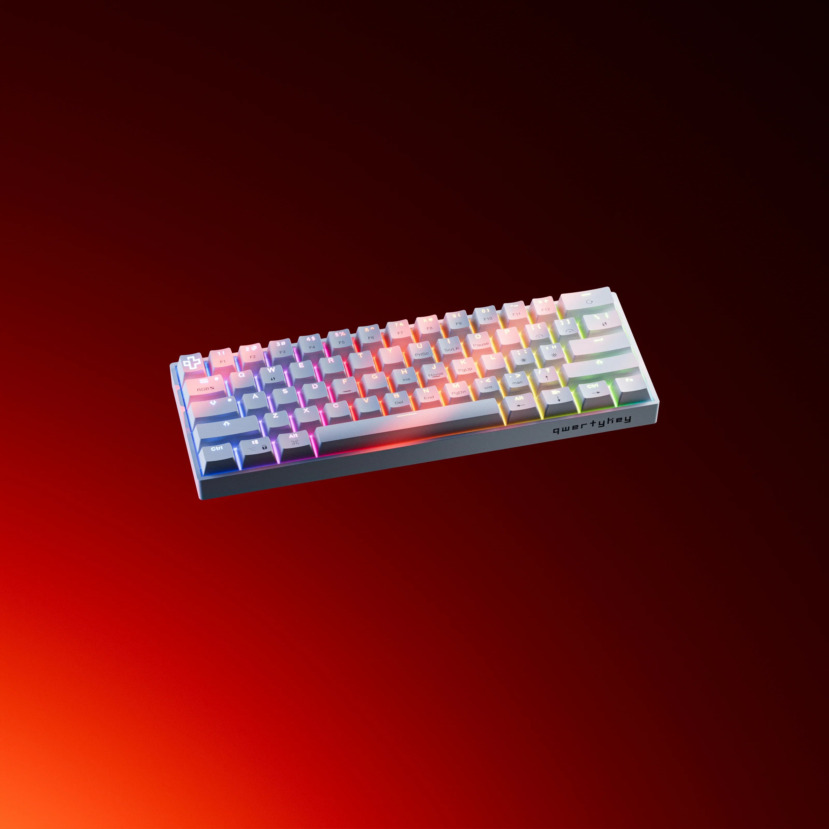 QwertyKey H61 Split, biała - klawiatura mechaniczna gamingowa, Hotswap, RGB