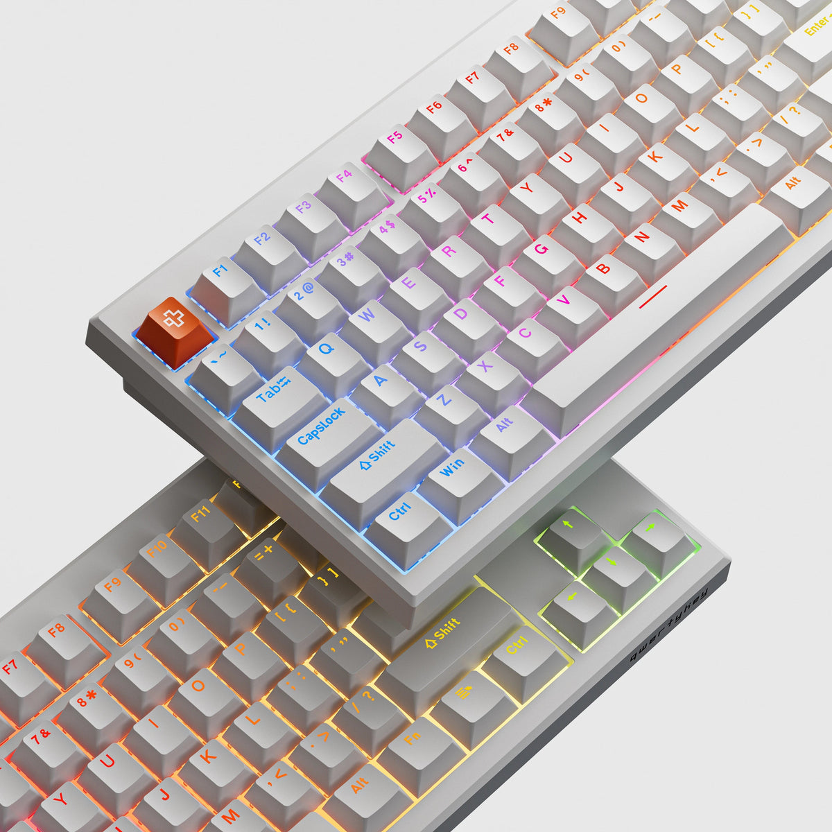 QwertyKey H87 Pro V2 Biała – Bezprzewodowa Klawiatura Mechaniczna Gamingowa, Hotswap, Gasket, Full RGB