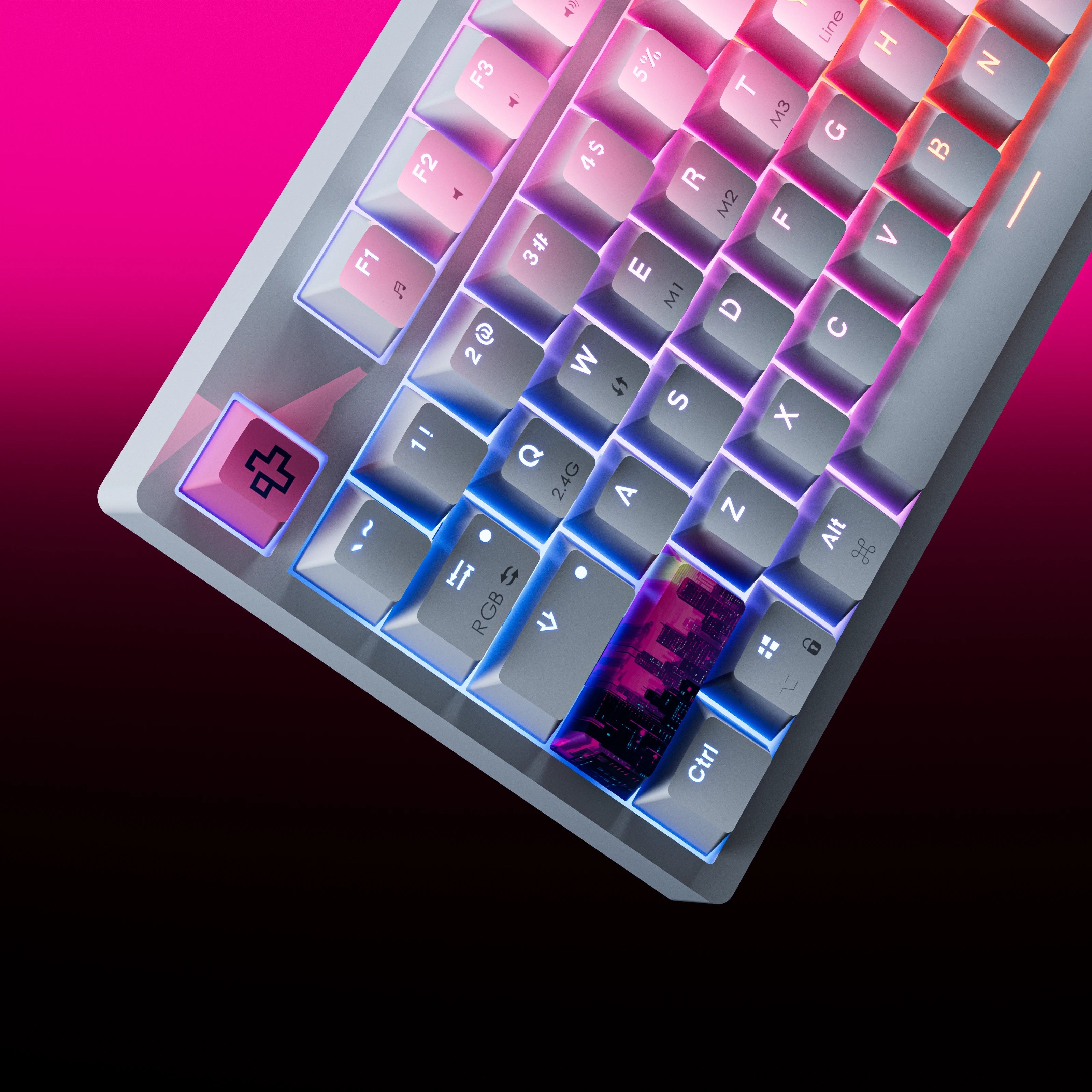 QwertyKey H87, biała - bezprzewodowa klawiatura mechaniczna gamingowa, Hotswap, RGB