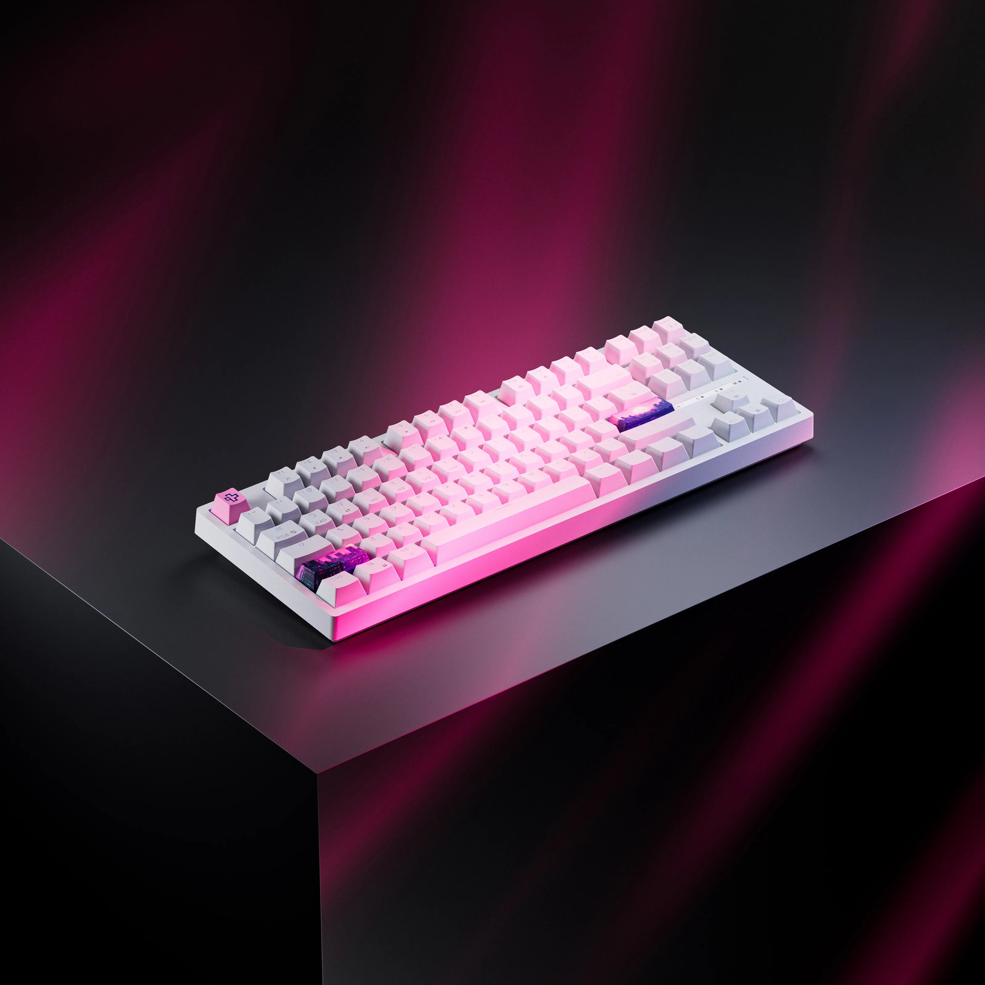 QwertyKey H87, biała - bezprzewodowa klawiatura mechaniczna gamingowa, Hotswap, RGB