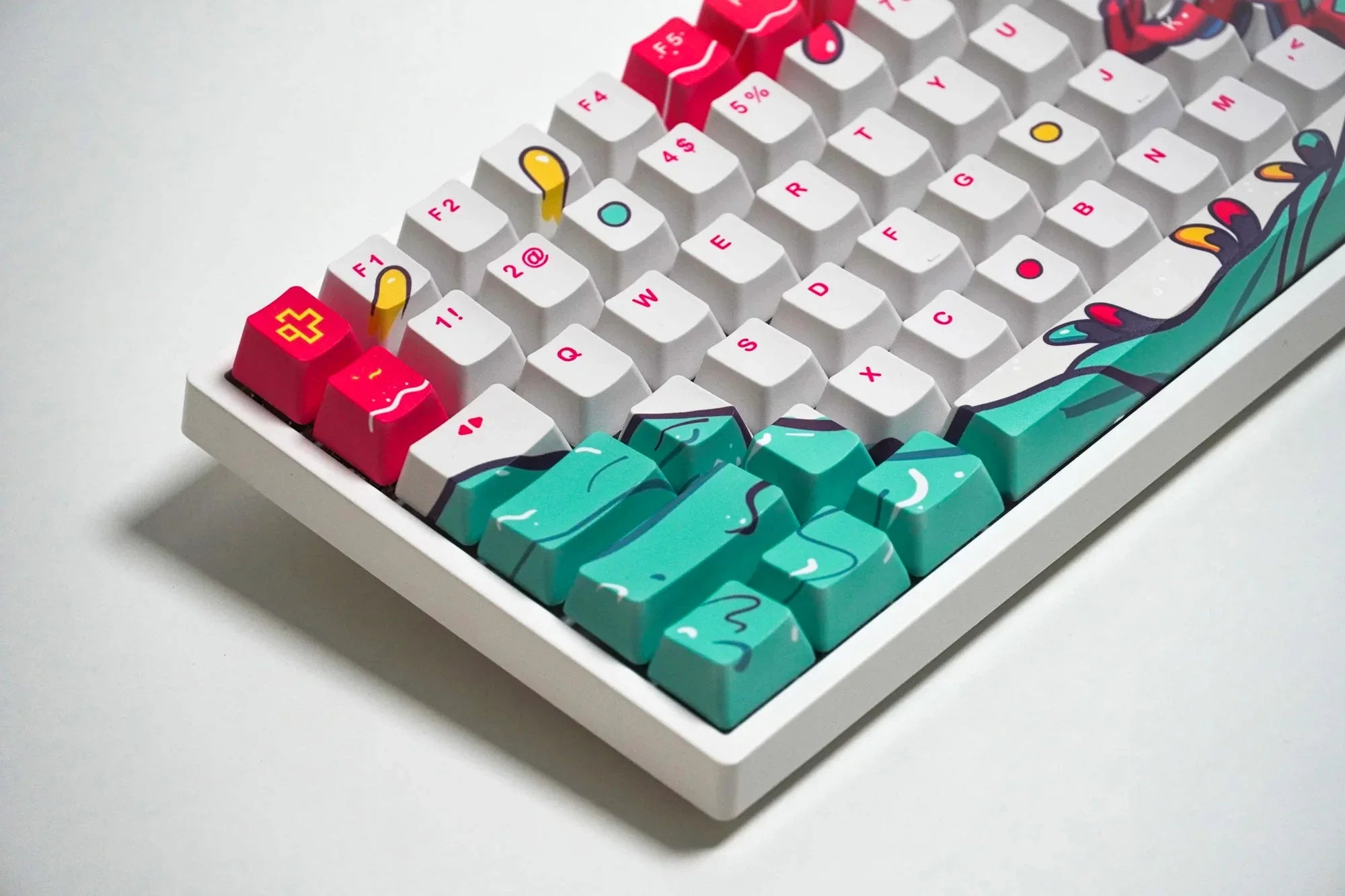 Zestaw keycapów QwertyKey Octopus biały profil OEM materiał PBT