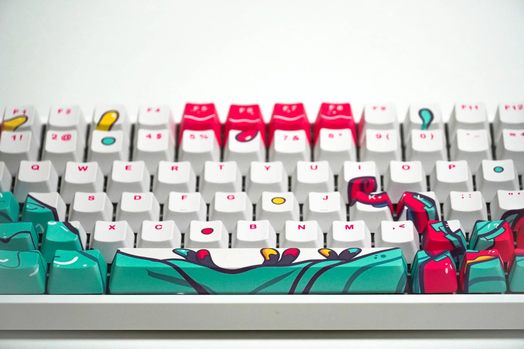 Zestaw keycapów QwertyKey Octopus biały profil OEM materiał PBT