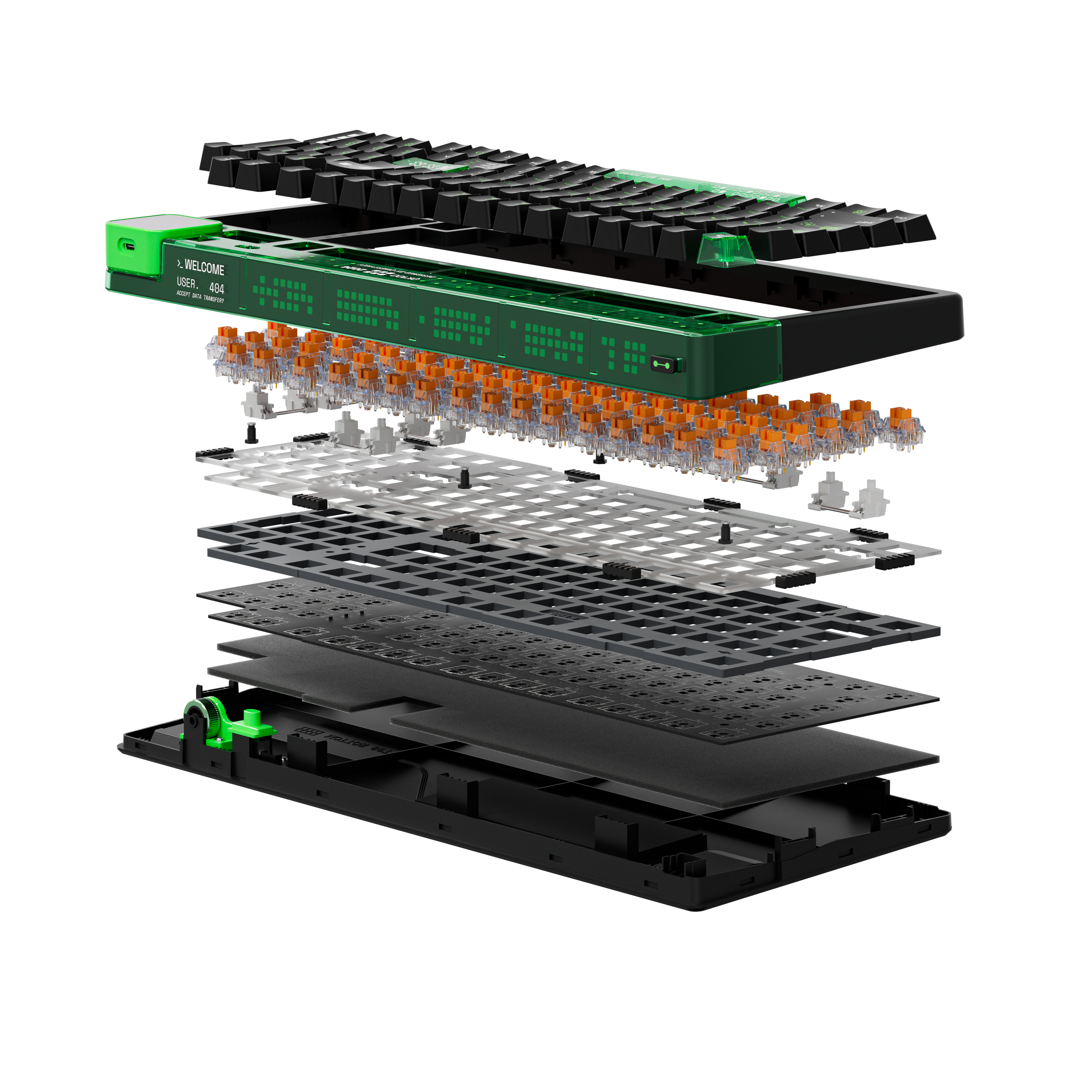 QwertyKey100 Matrix - bezprzewodowa klawiatura mechaniczna gamingowa, Hotswap, RGB, gasket mount, z ekranem