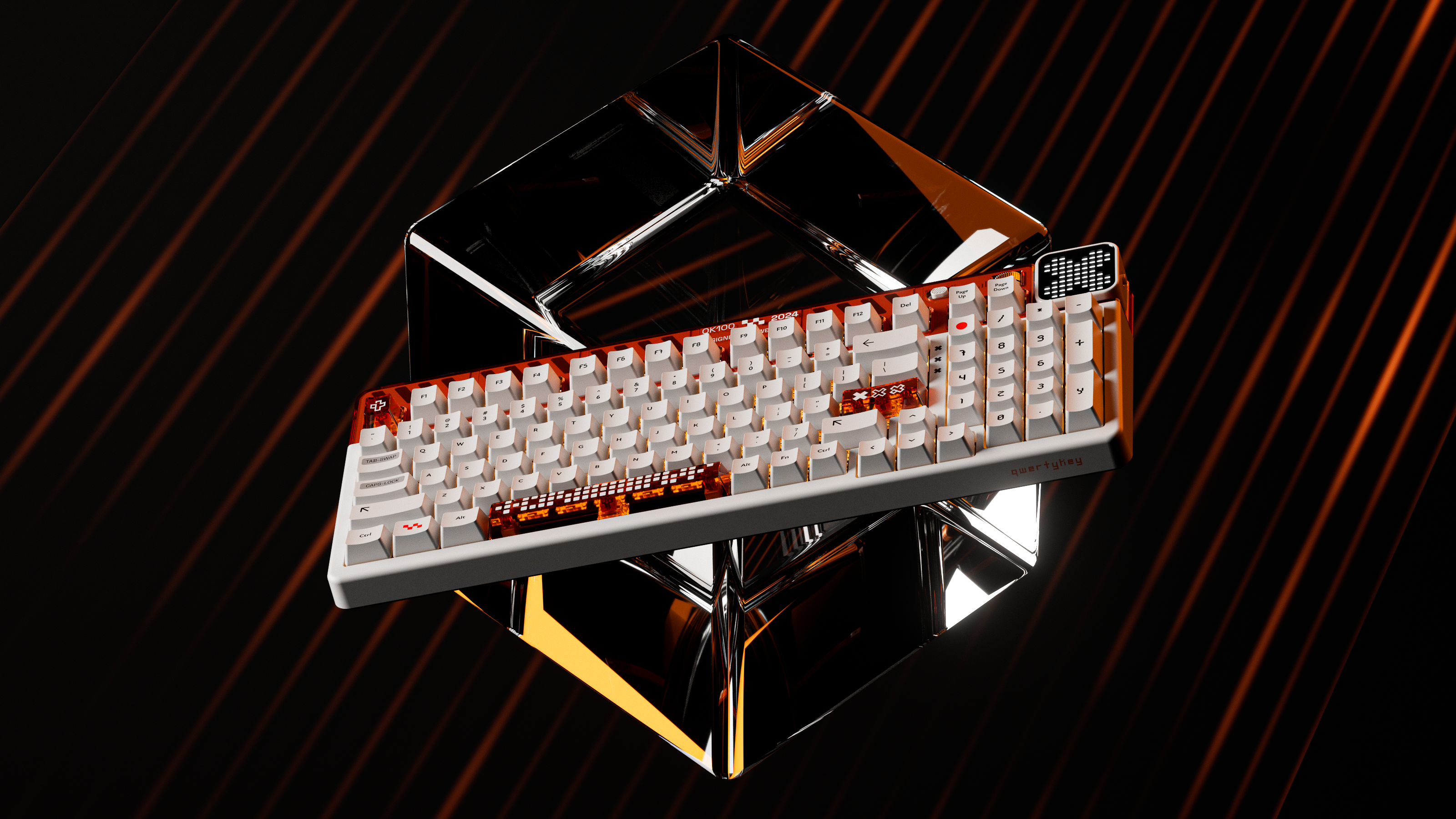 QwertyKey100 Apex - bezprzewodowa klawiatura mechaniczna gamingowa, Hotswap, RGB, gasket mount, z ekranem