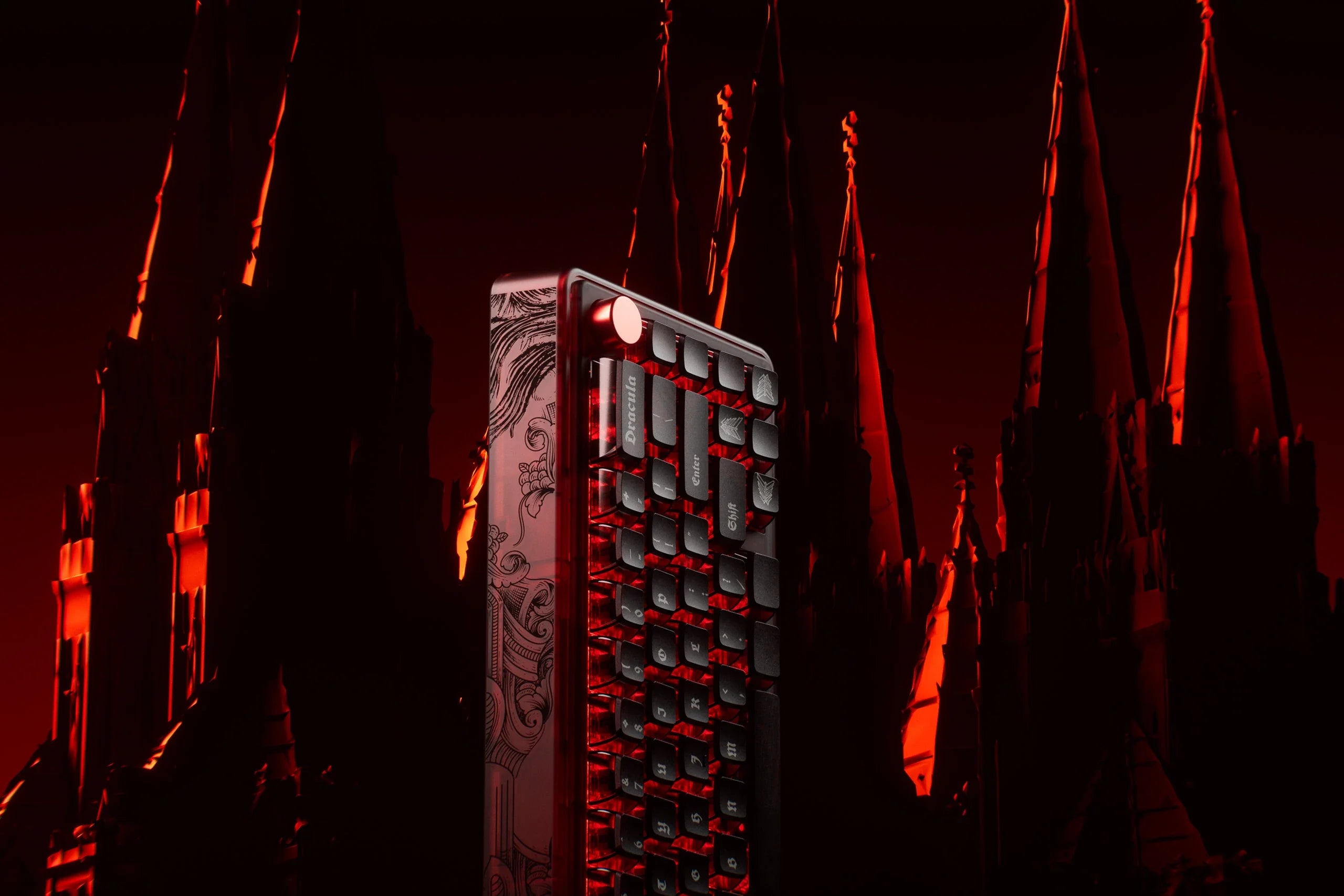QwertyKey65 Pro Dracula – Bezprzewodowa Klawiatura Mechaniczna Gamingowa, Hotswap, Full RGB, VIA