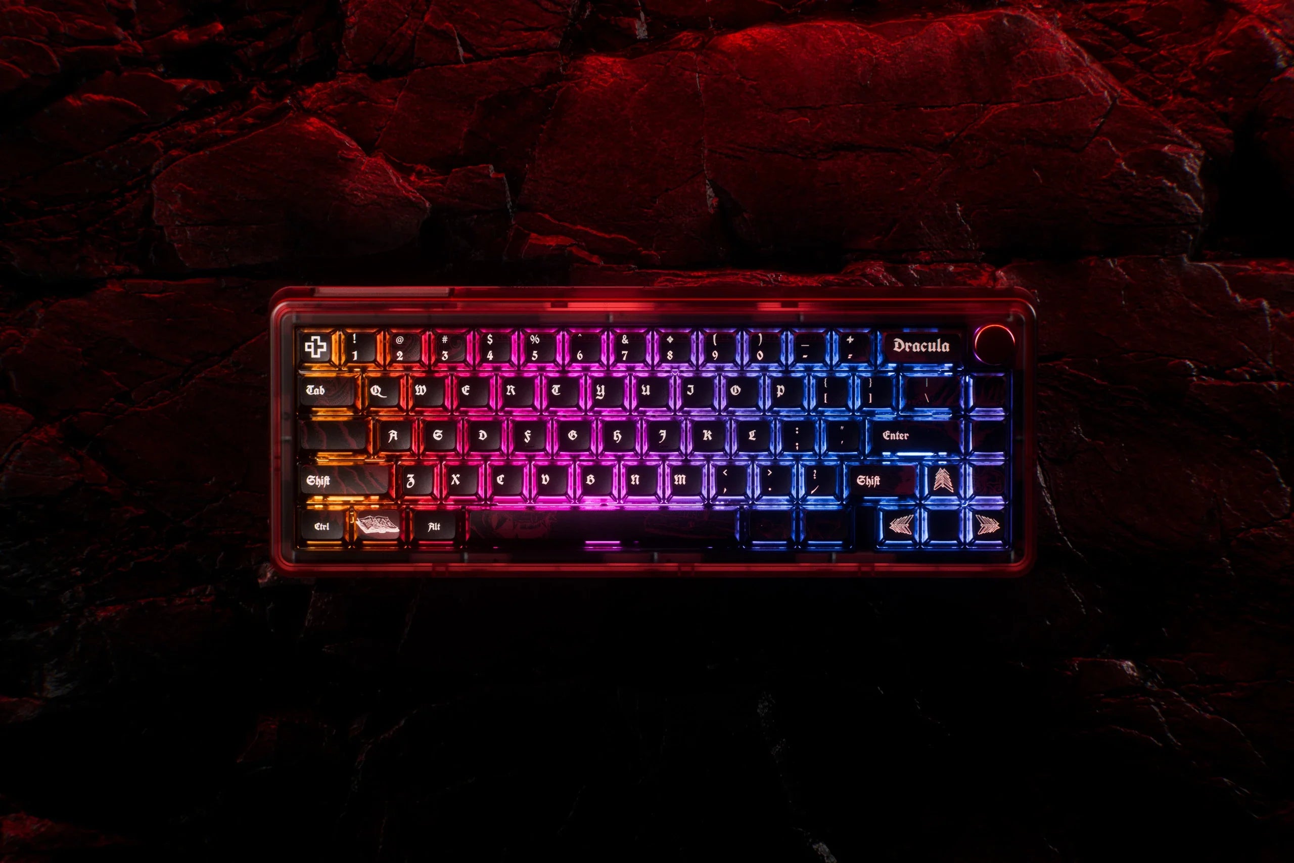QwertyKey65 Pro Dracula – Bezprzewodowa Klawiatura Mechaniczna Gamingowa, Hotswap, Full RGB, VIA