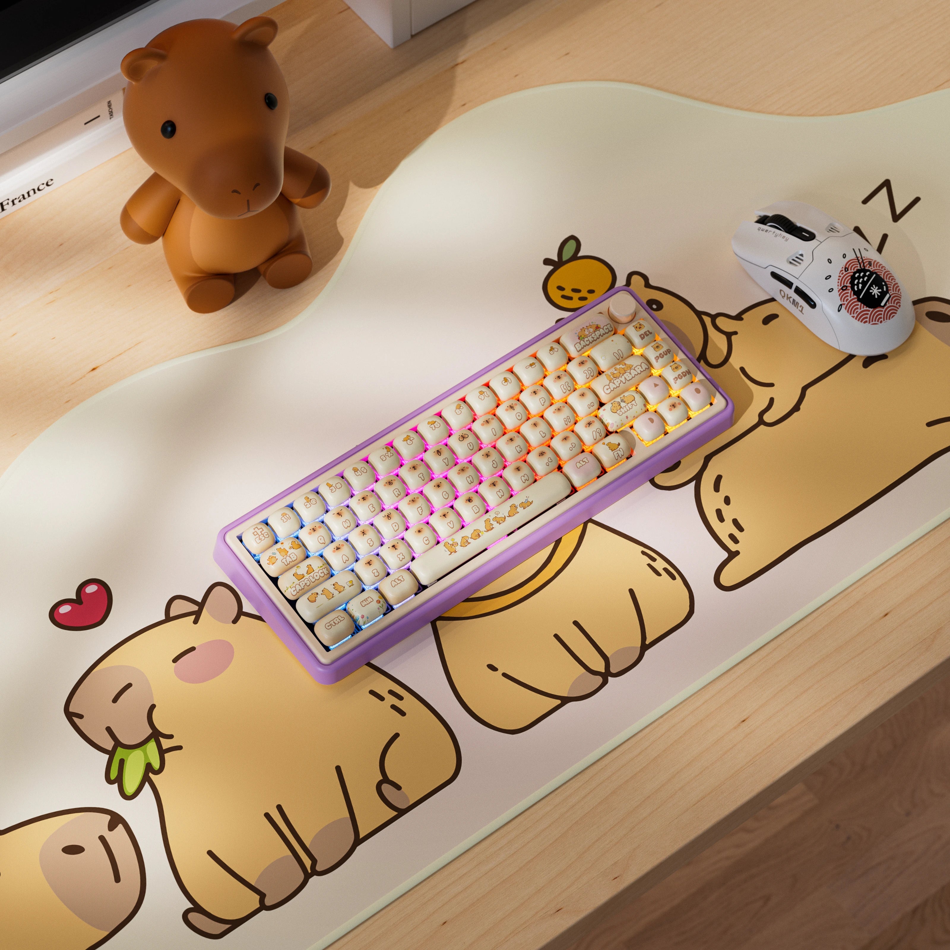 QwertyKey65 Pro Capybara edycja limitowana VIA - bezprzewodowa klawiatura mechaniczna gamingowa, Hotswap, RGB