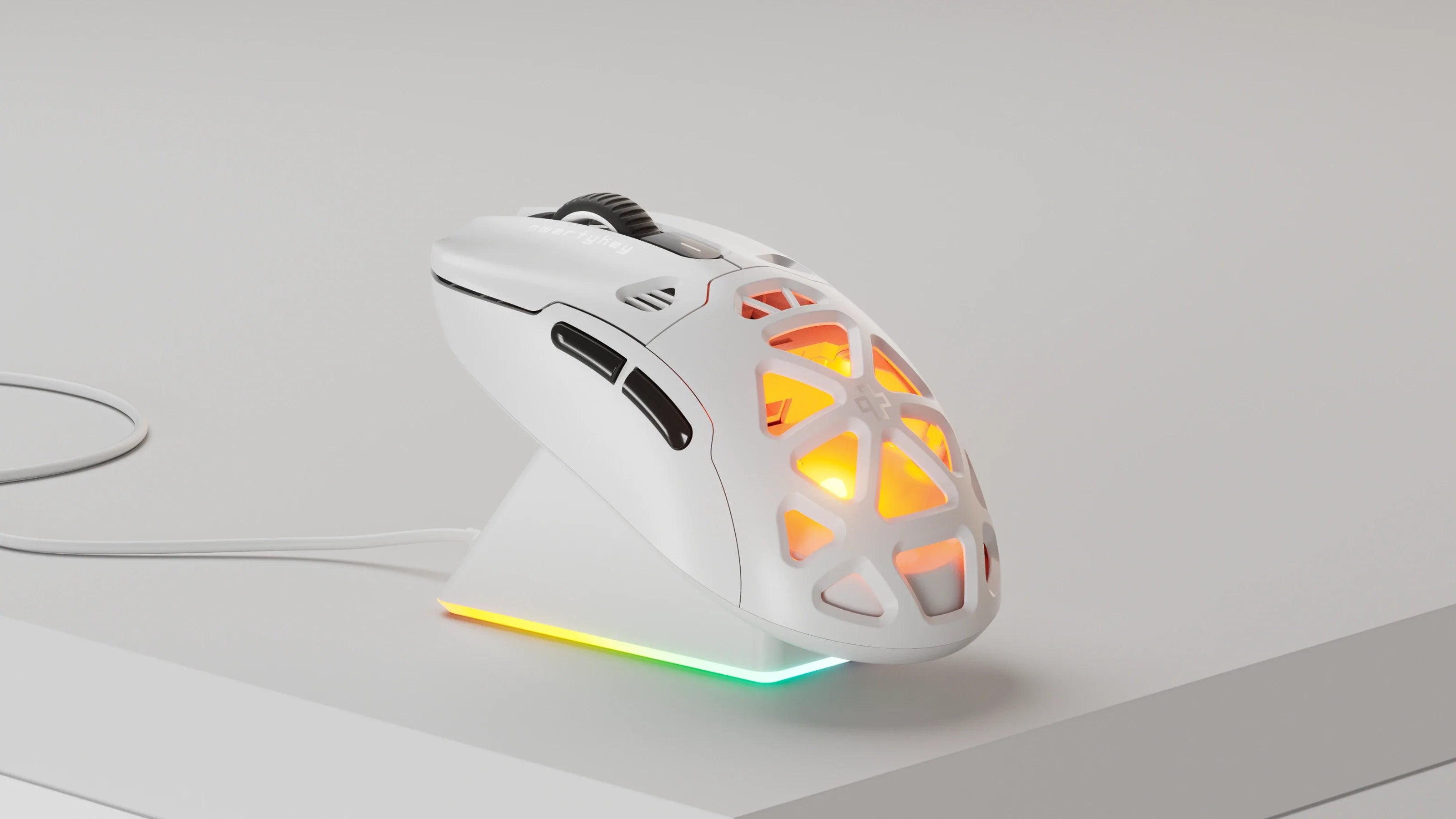 mysz QwertyKey QKM1 biała bezprzewodowa Bluetooth Charging Dock