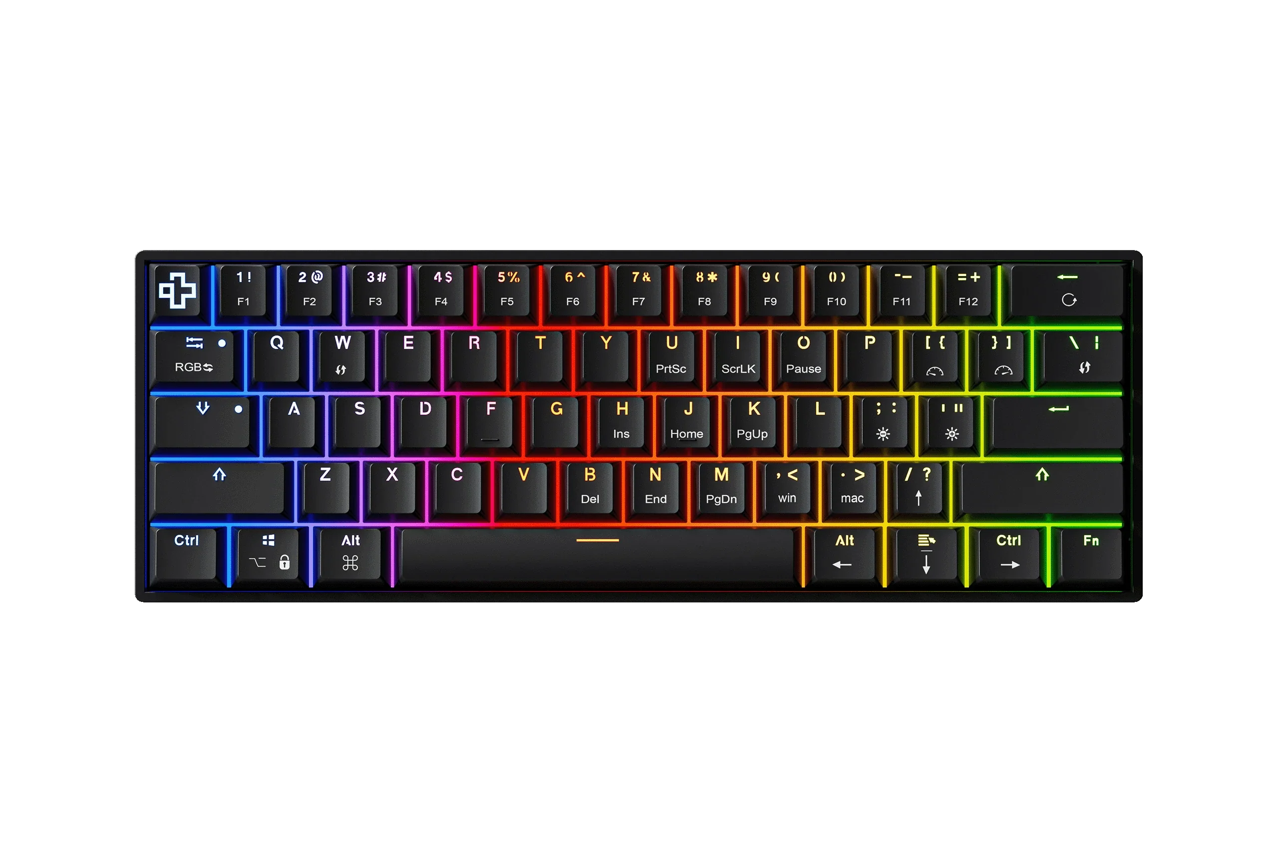 QwertyKey H61 Split, czarna - klawiatura mechaniczna gamingowa, Hotswap, RGB