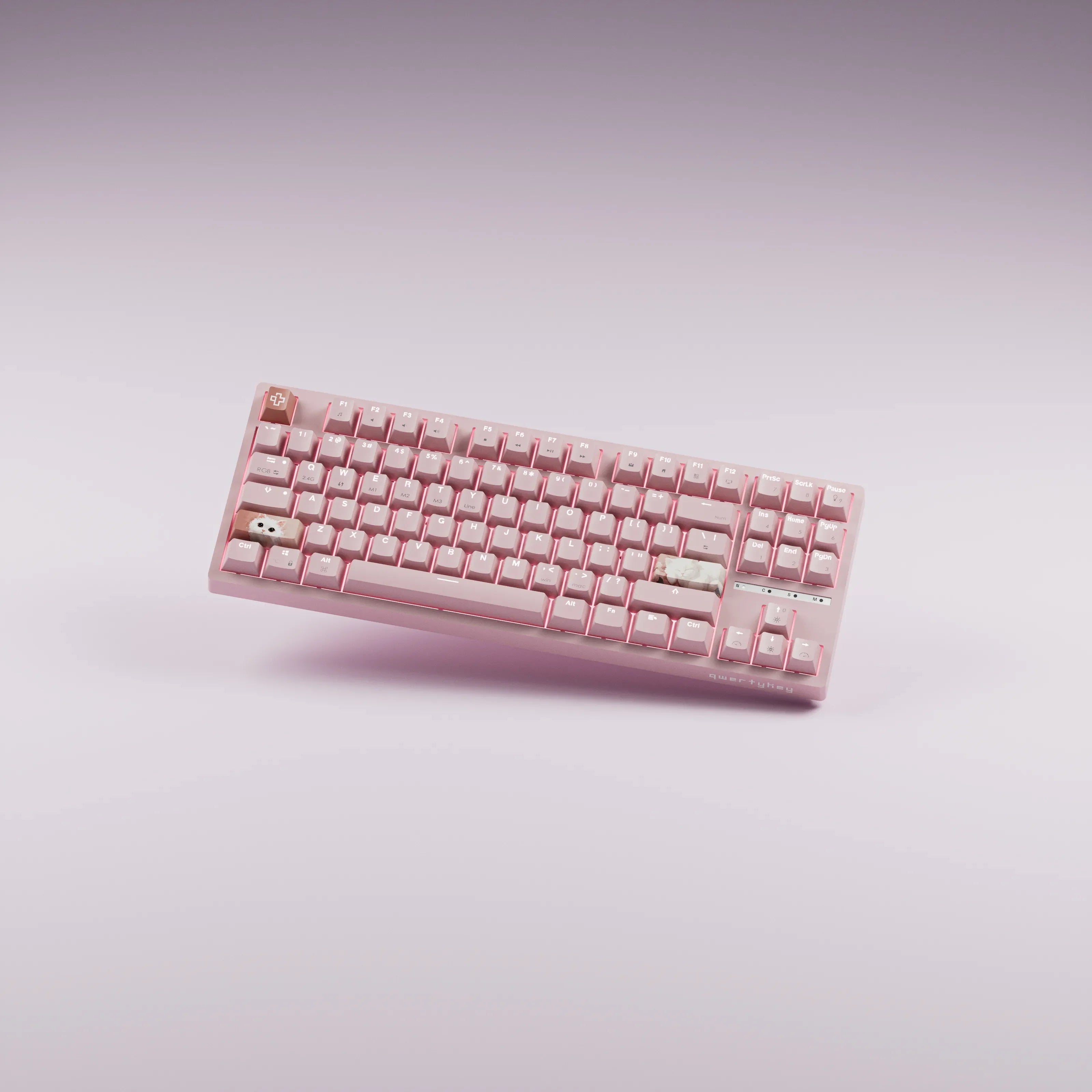 QwertyKey H87, różowa - bezprzewodowa klawiatura mechaniczna gamingowa, Hotswap, RGB