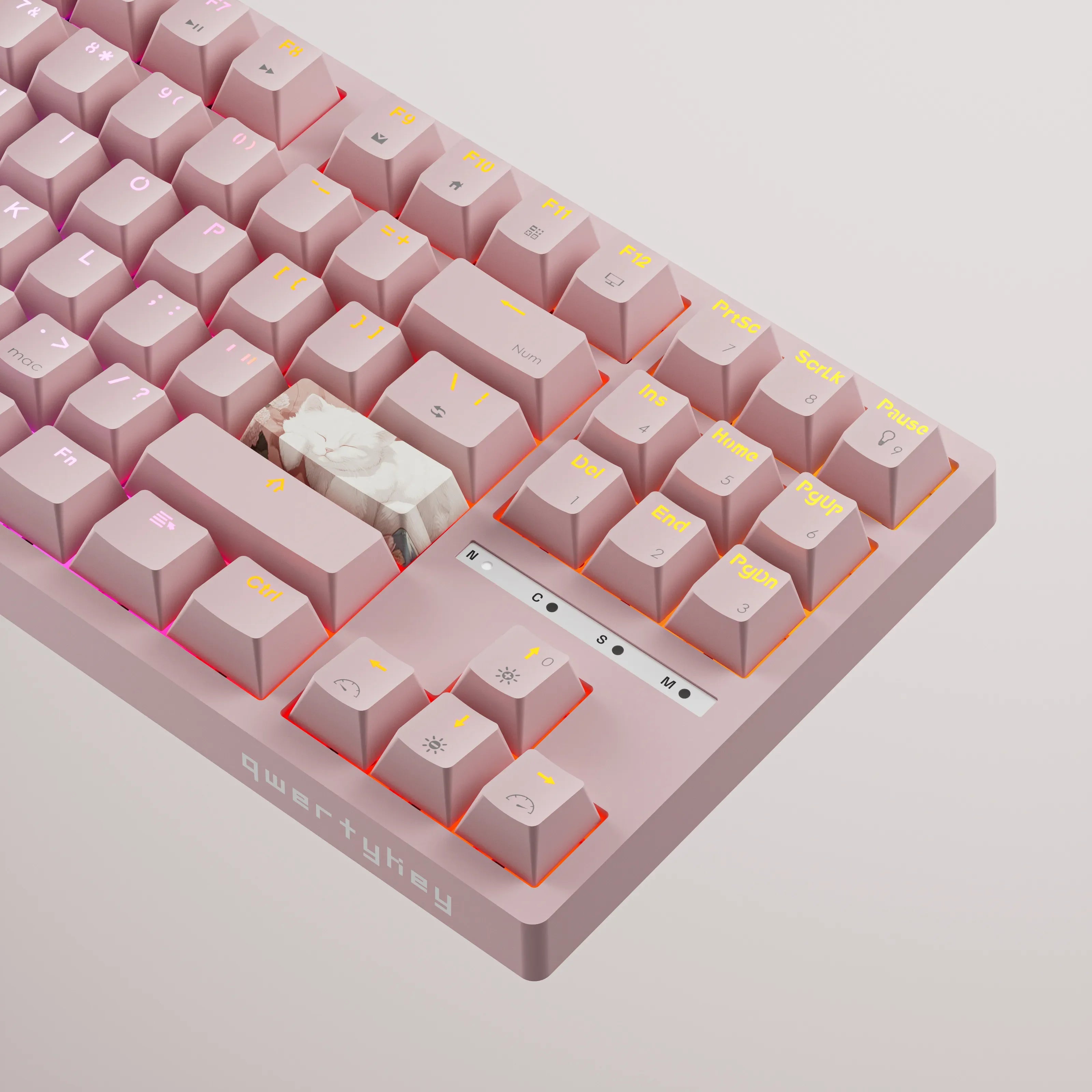 QwertyKey H87, różowa - bezprzewodowa klawiatura mechaniczna gamingowa, Hotswap, RGB
