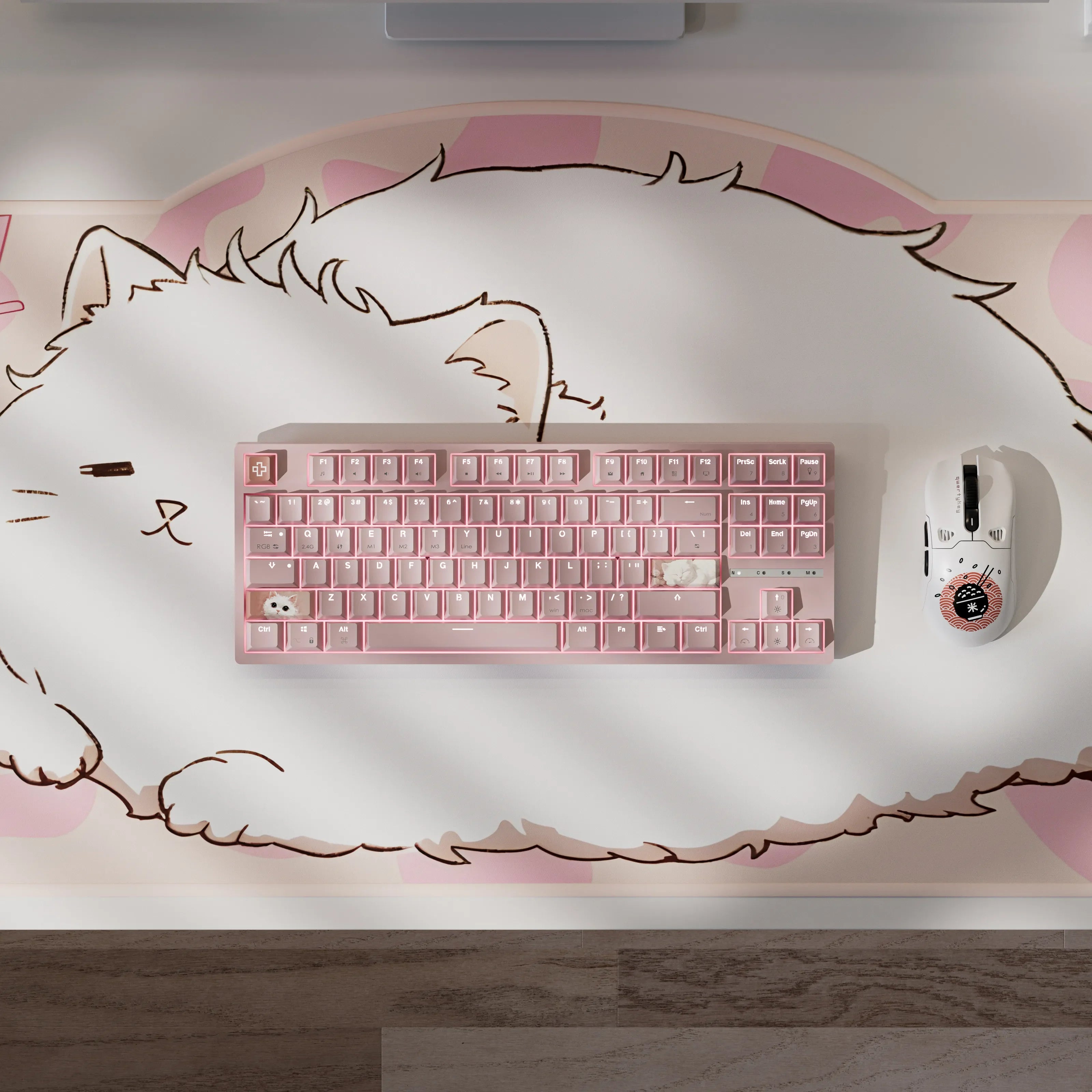 QwertyKey H87, różowa - bezprzewodowa klawiatura mechaniczna gamingowa, Hotswap, RGB