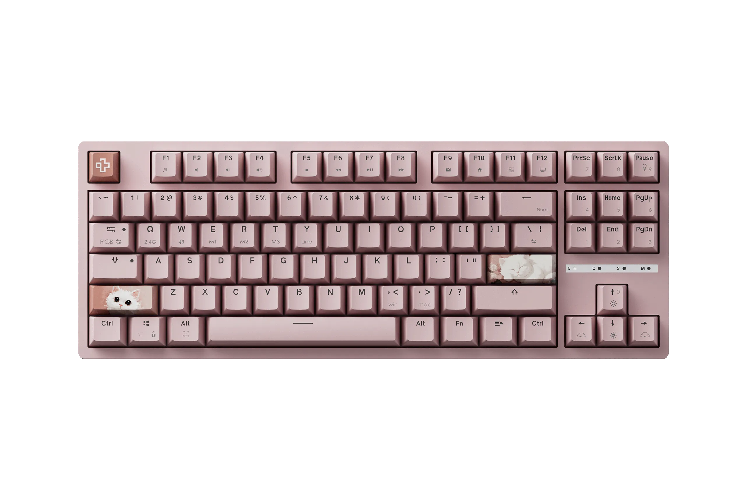 QwertyKey H87, różowa - bezprzewodowa klawiatura mechaniczna gamingowa, Hotswap, RGB