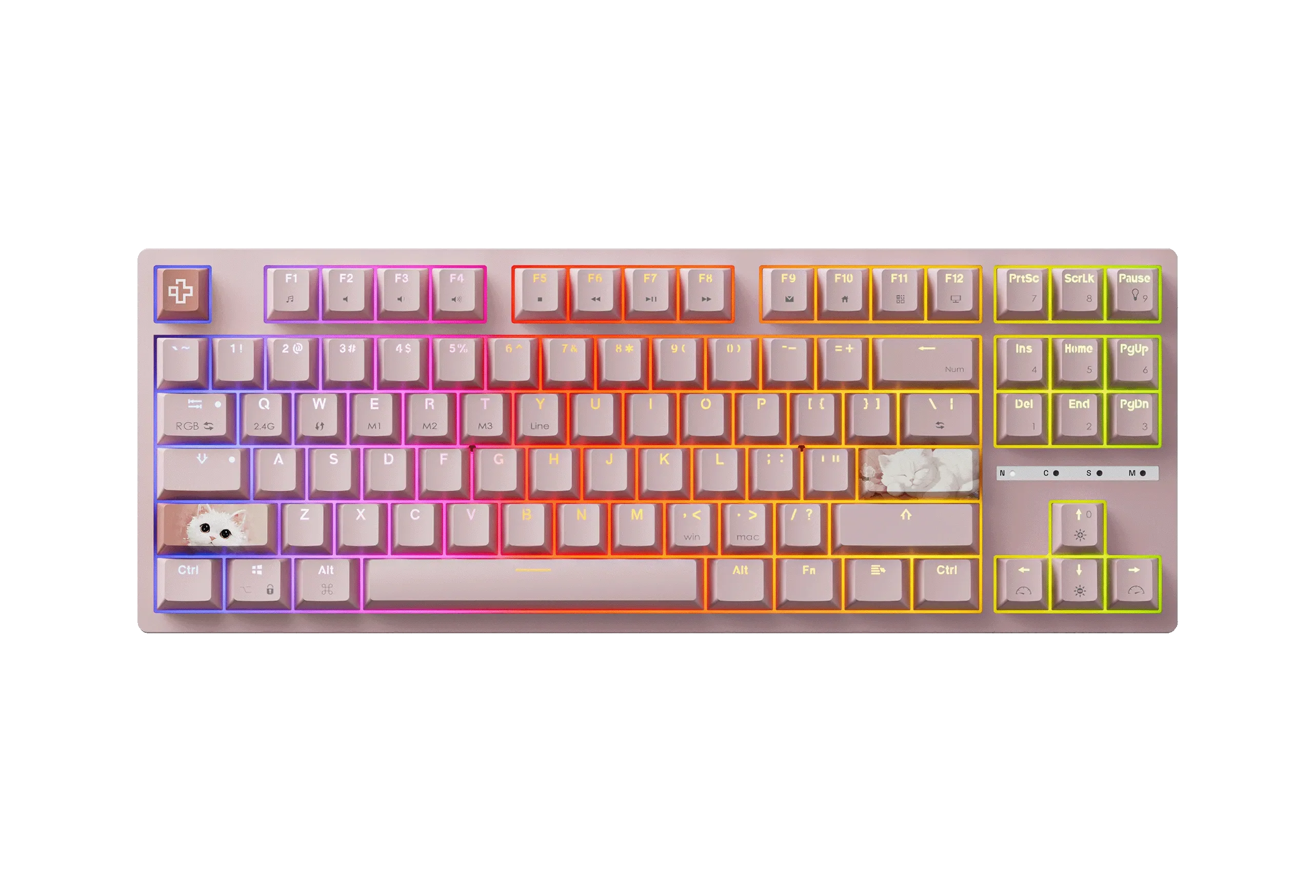 QwertyKey H87, różowa - bezprzewodowa klawiatura mechaniczna gamingowa, Hotswap, RGB