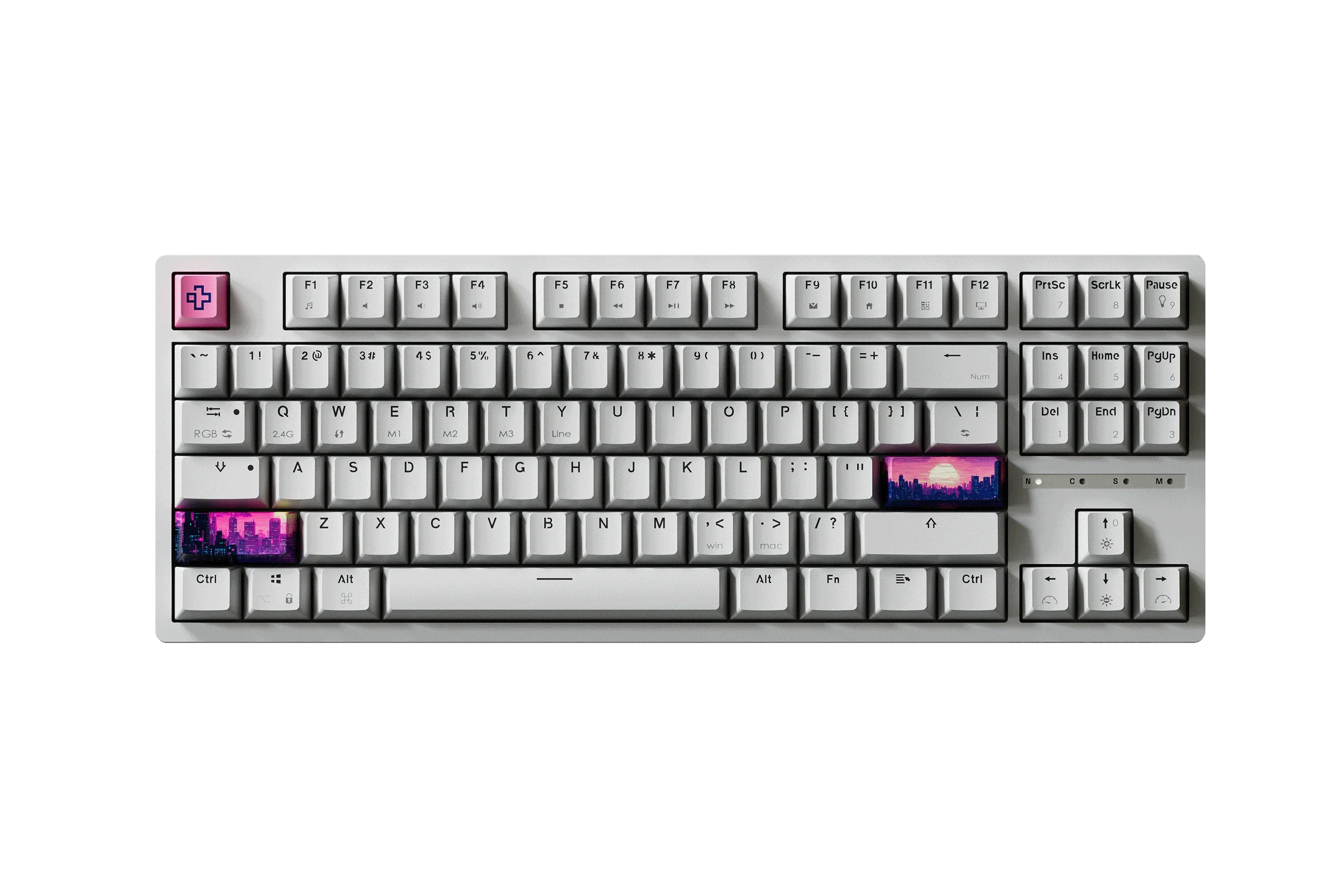 QwertyKey H87, biała - bezprzewodowa klawiatura mechaniczna gamingowa, Hotswap, RGB