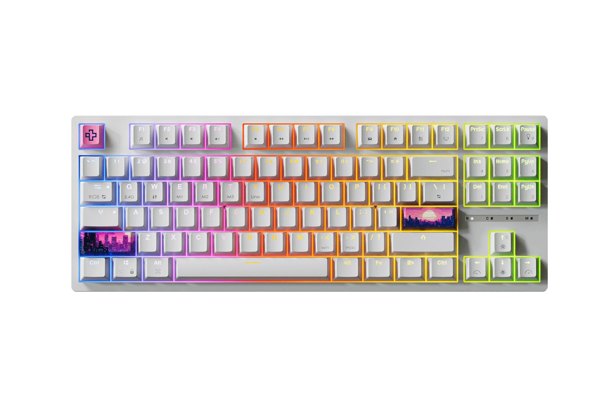QwertyKey H87, biała - bezprzewodowa klawiatura mechaniczna gamingowa, Hotswap, RGB