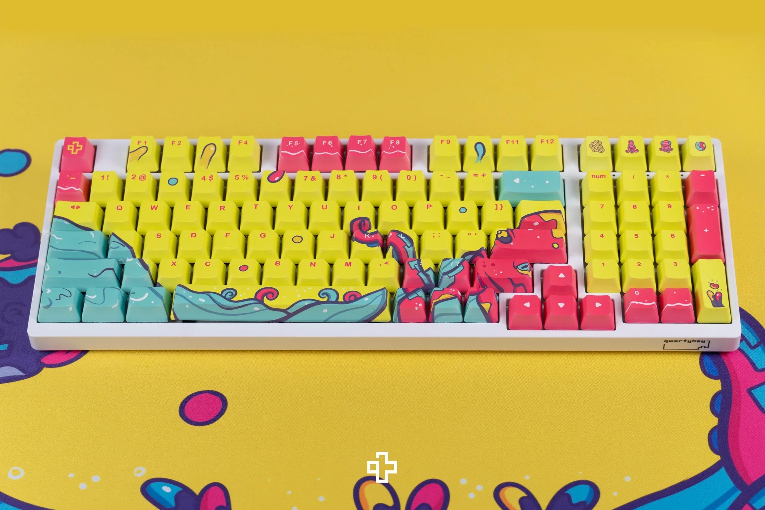 Zestaw keycapów QwertyKey Octopus żółty profil OEM materiał PBT