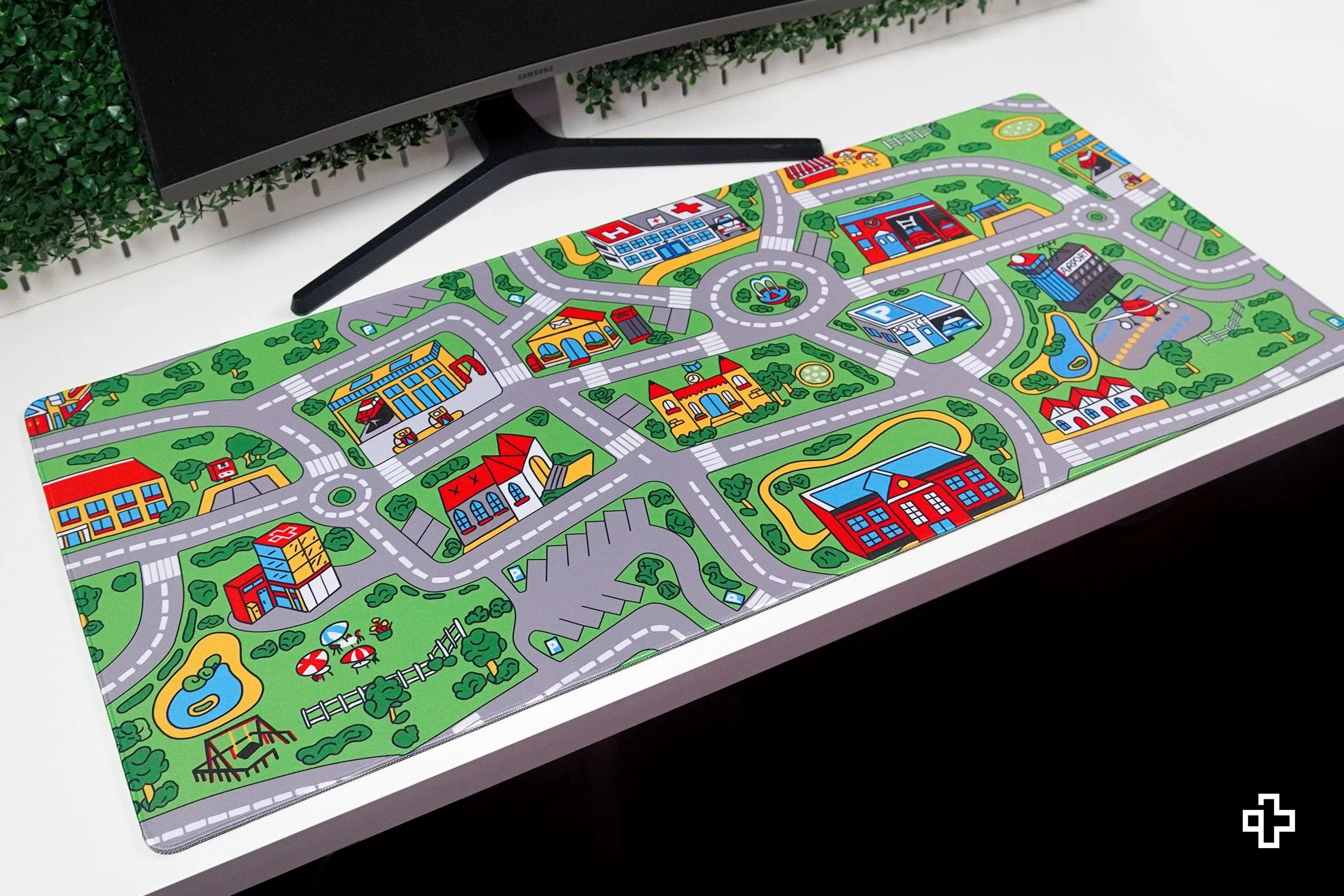 Deskmat / podkładka pod mysz QwertyKey Nostalgia Busy Town 4 mm obszyte krawędzie