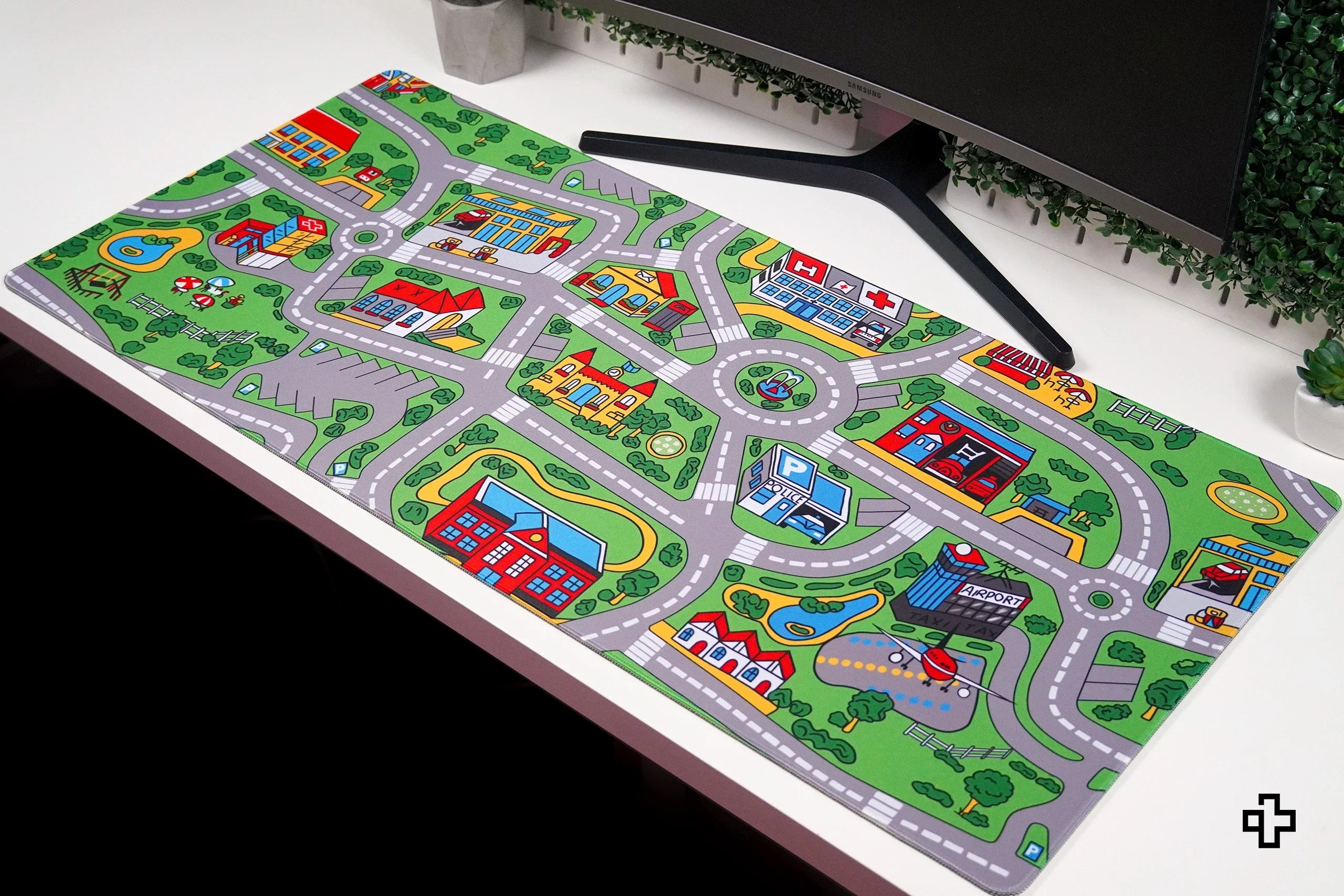 Deskmat / podkładka pod mysz QwertyKey Nostalgia Busy Town 4 mm obszyte krawędzie