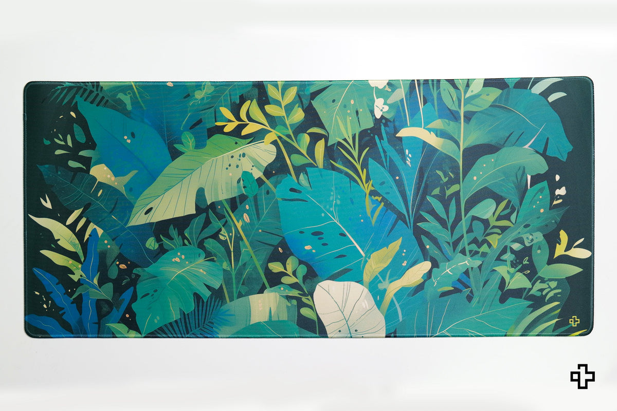 Deskmat gamingowy QwertyKey Leaf, wodoodporny, obszyte krawędzie, 4 mm, antypoślizgowy gumowy spód