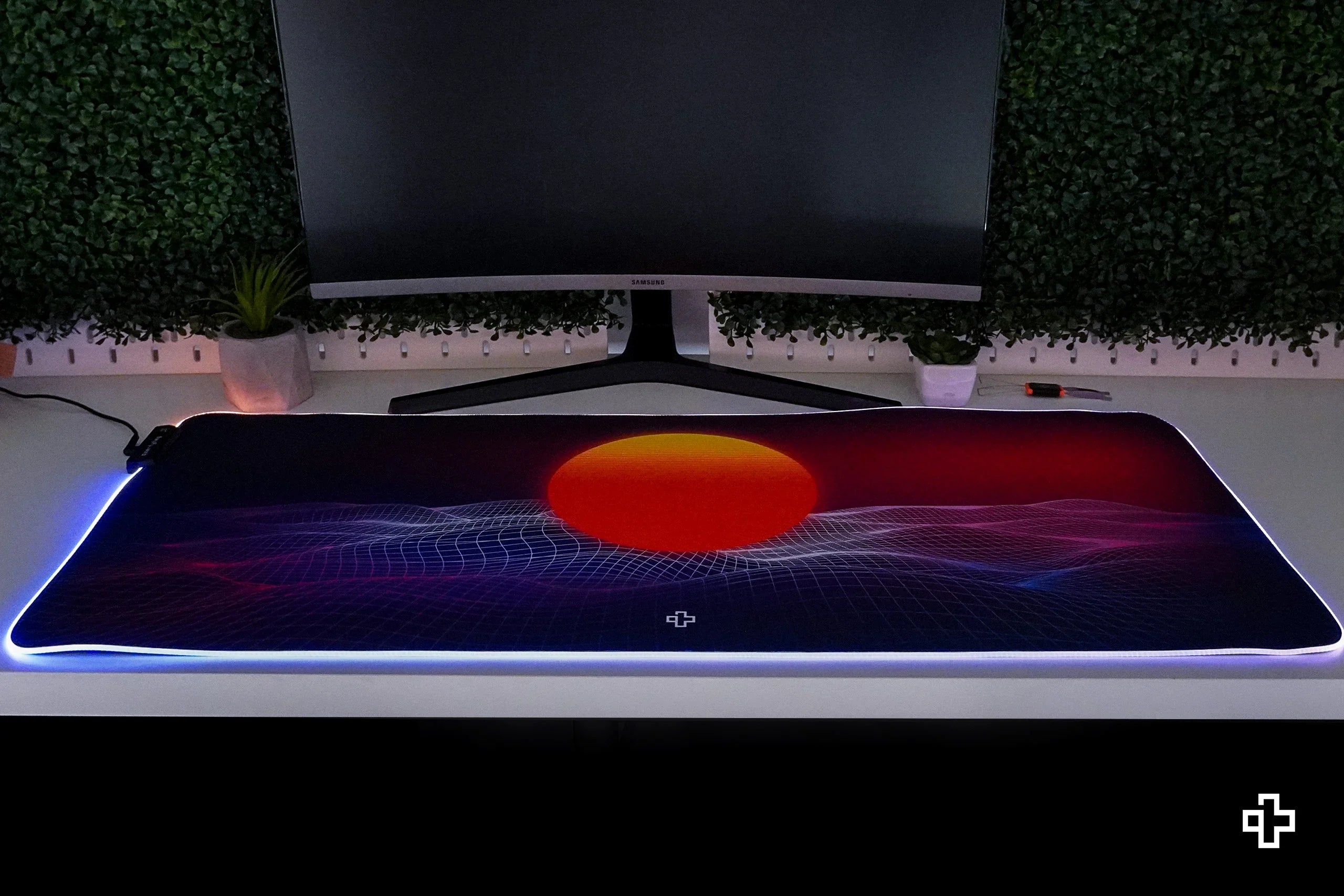 Deskmat / podkładka pod mysz QwertyKey RGB CyberWave V2 4 mm obszyte krawędzie
