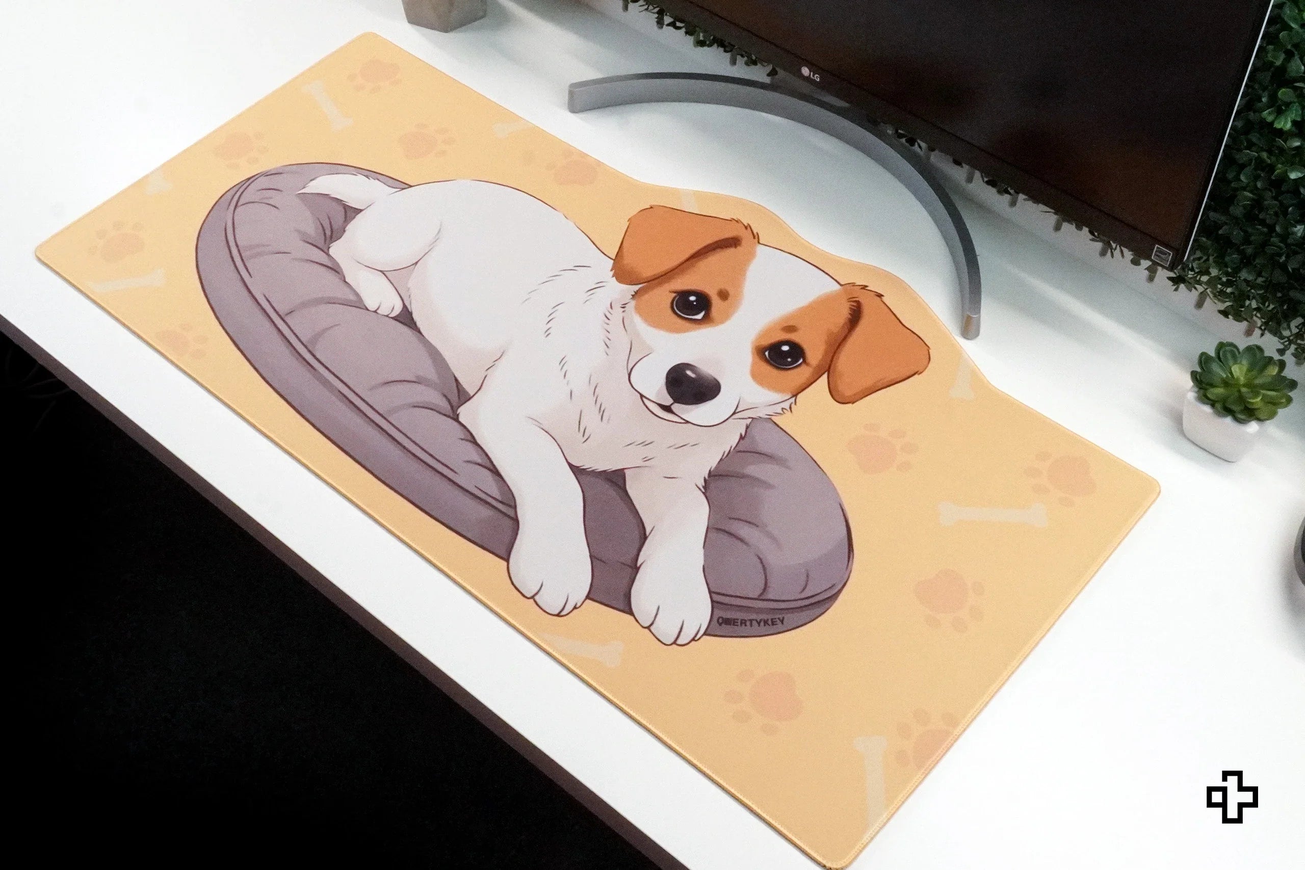 Deskmat / podkładka pod mysz QwertyKey Dog Joy 4 mm obszyte krawędzie