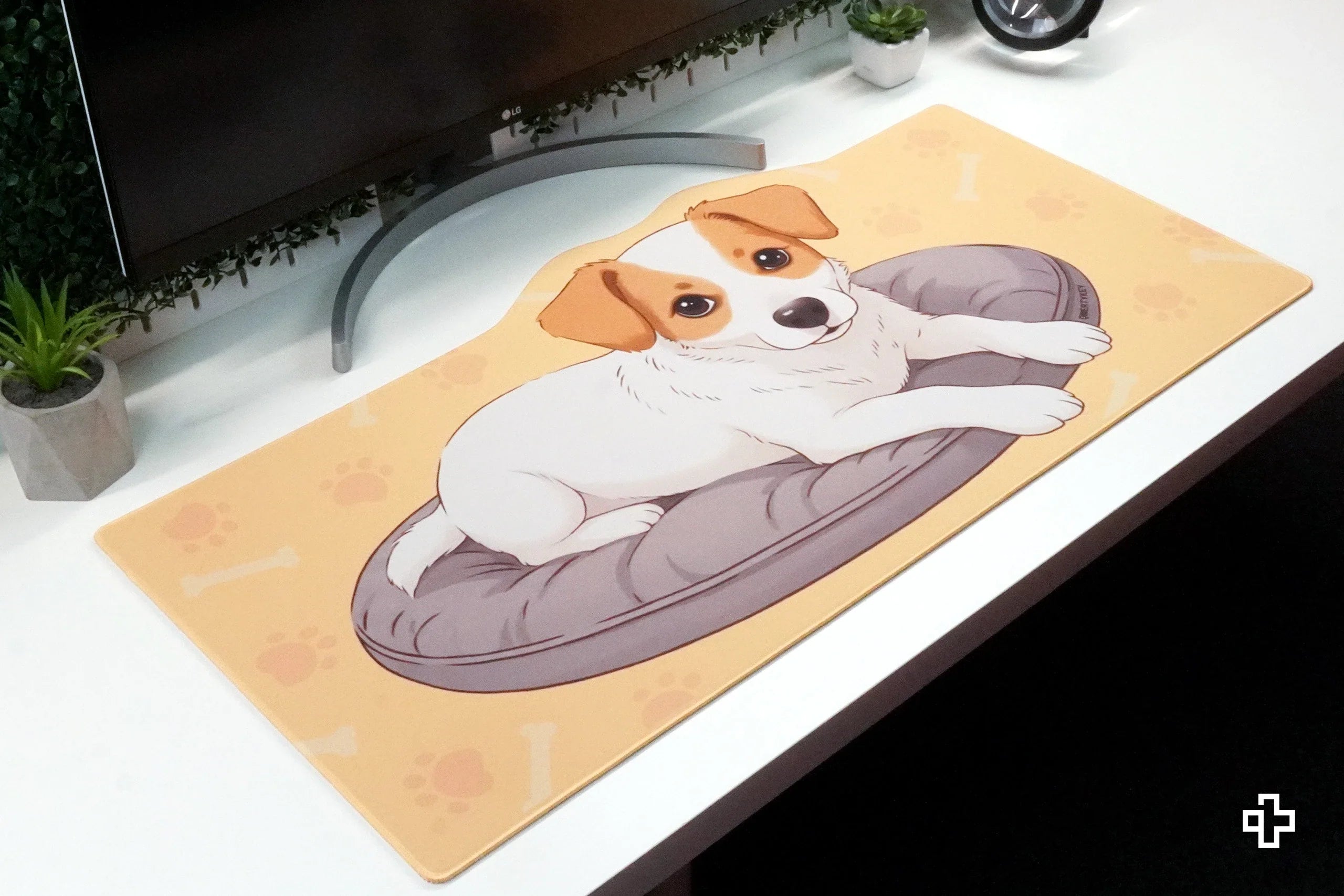 Deskmat / podkładka pod mysz QwertyKey Dog Joy 4 mm obszyte krawędzie