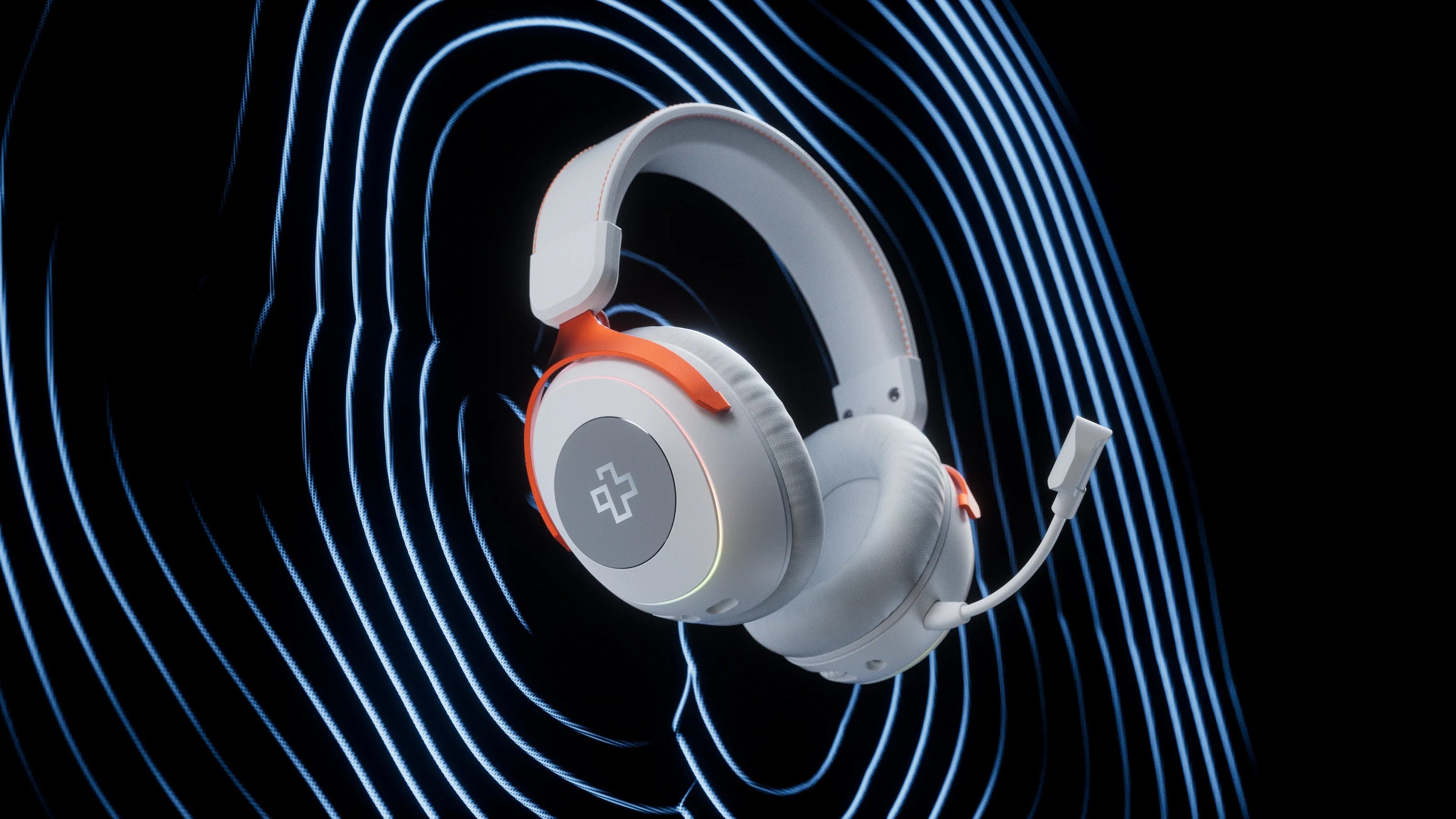 Słuchawki gamingowe bezprzewodowe QwertyKey Pulse białe, Trio Mode, RGB, z oprogramowaniem, mikrofon z redukcją szumów AI