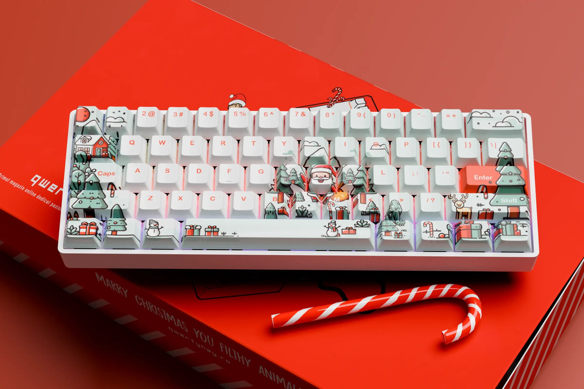 QwertyKey Santa - świąteczna klawiatura mechaniczna gamingowa, Hotswap