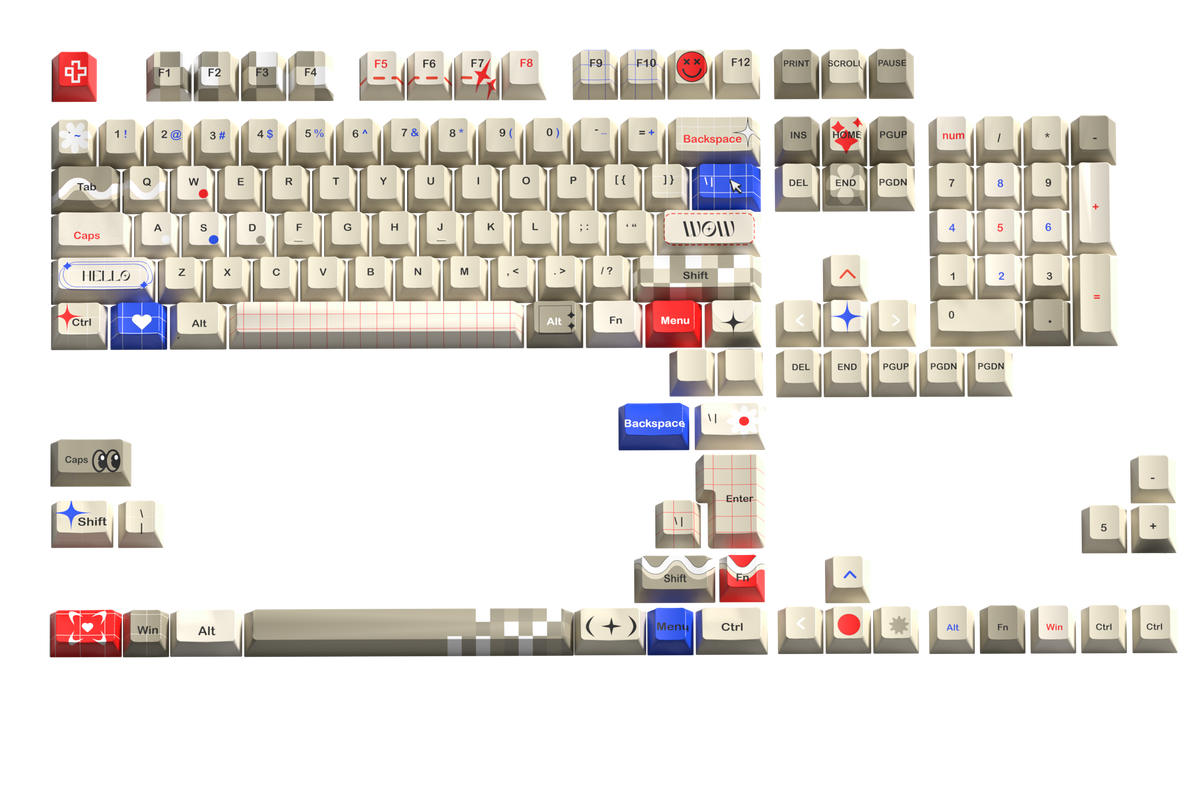 Zestaw keycapów QwertyKey Retro Dye Sub Profil Cherry