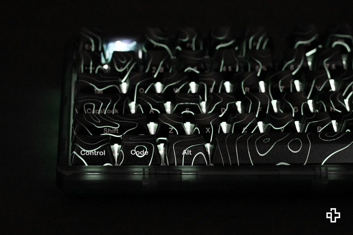 Zestaw keycapów Topographic QwertyKey technologia IMD, czarny
