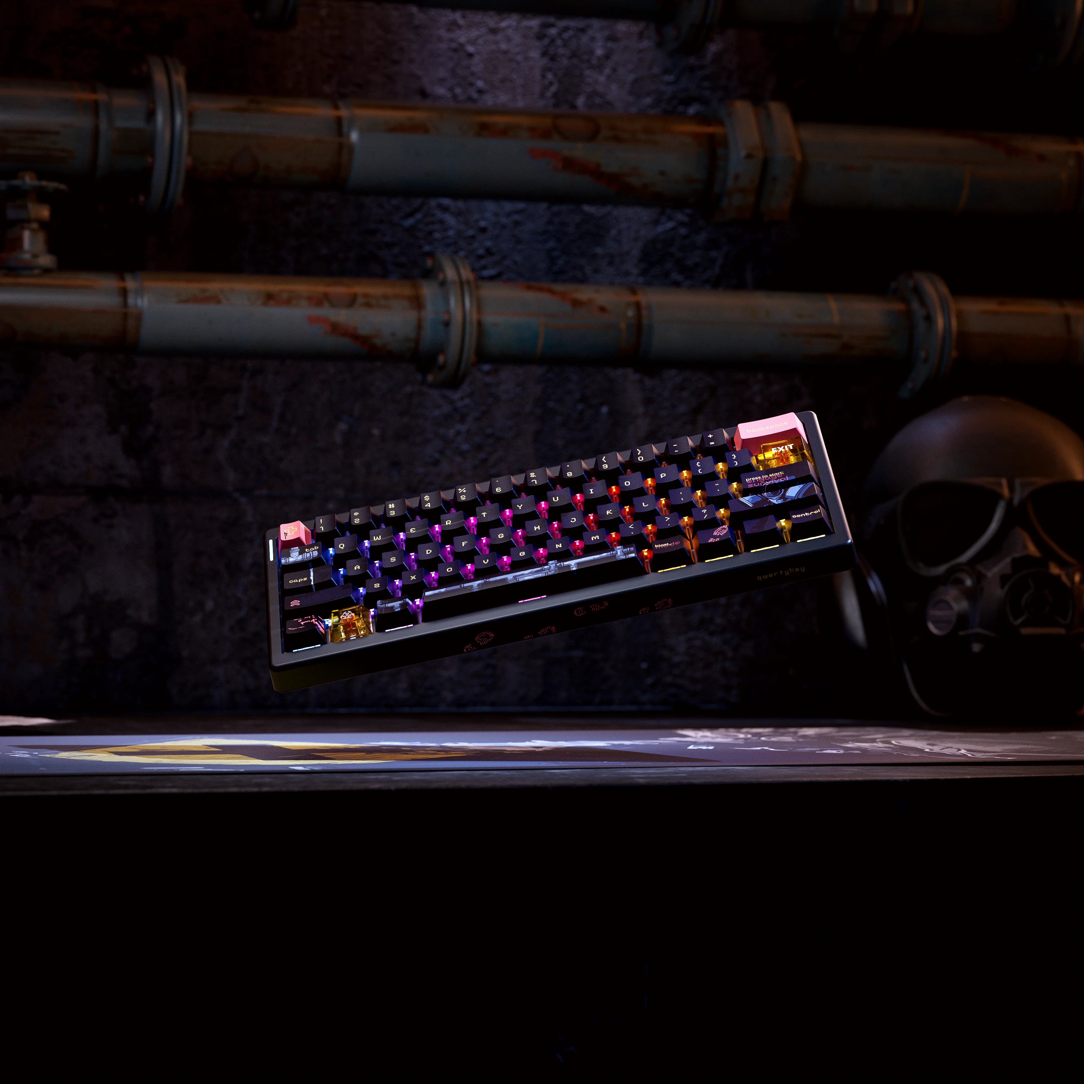 QwertyKey61 PRO Fallout - bezprzewodowa klawiatura mechaniczna gamingowa, Hotswap, RGB