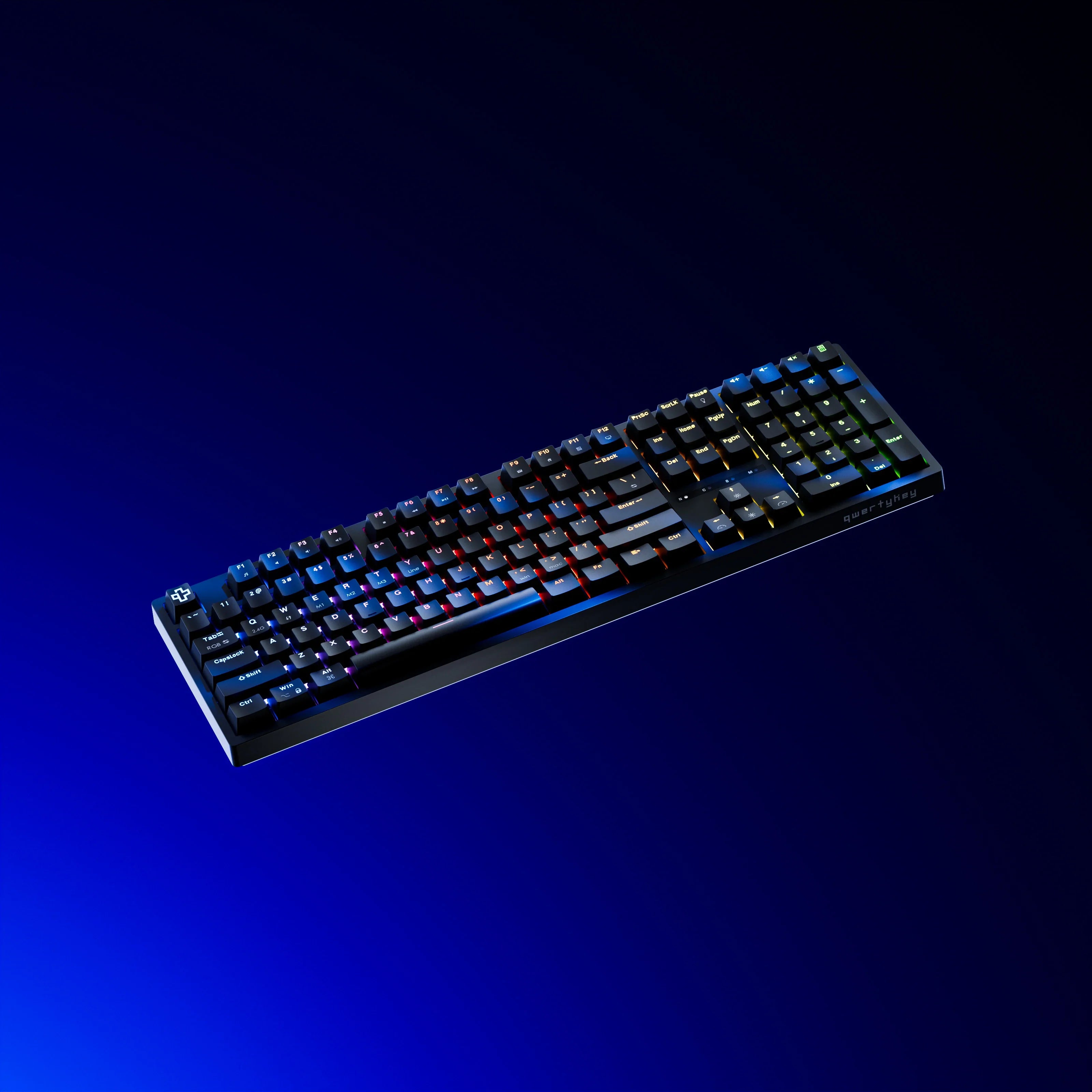 QwertyKey H100, czarna - bezprzewodowa klawiatura mechaniczna gamingowa, Hotswap, RGB