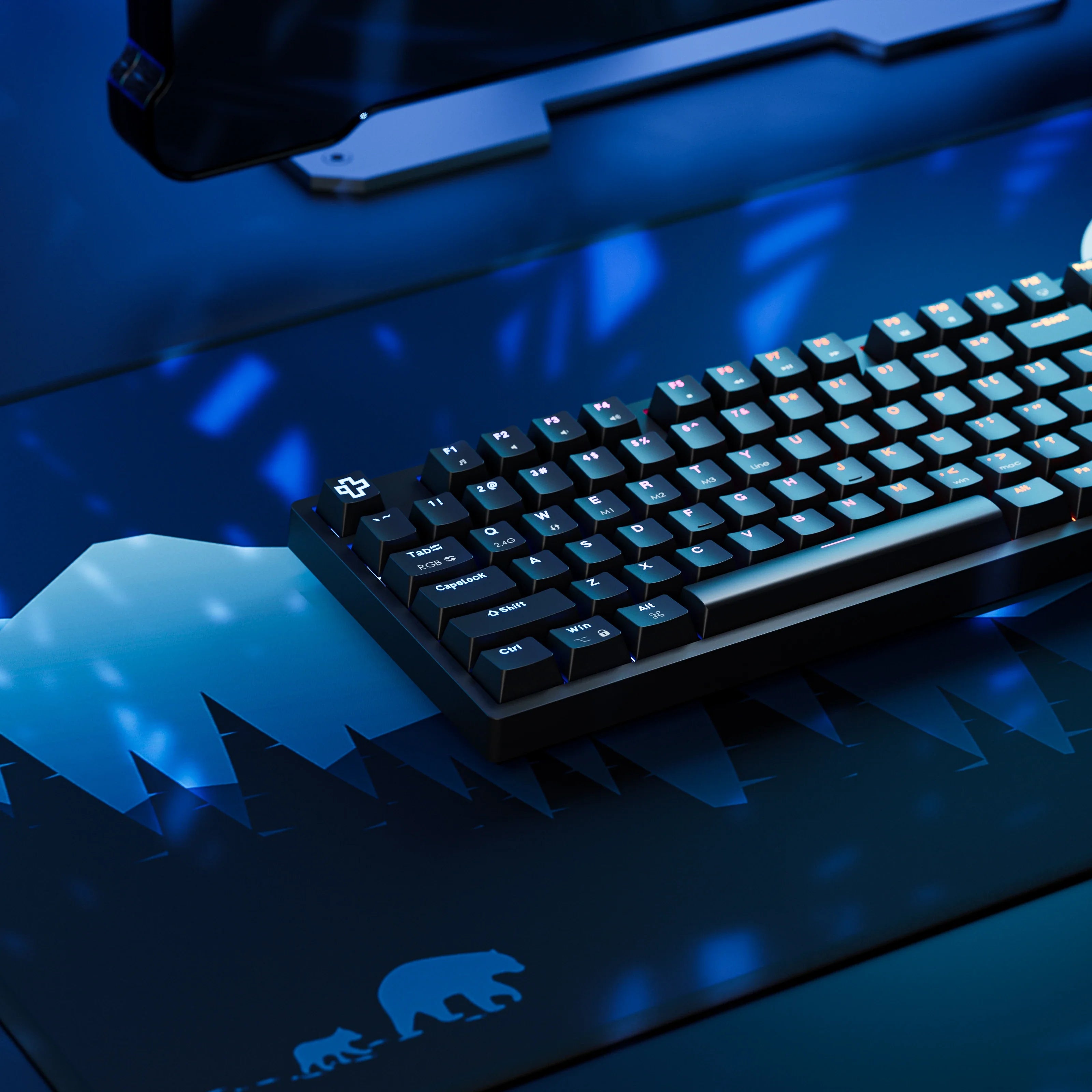 QwertyKey H100, czarna - bezprzewodowa klawiatura mechaniczna gamingowa, Hotswap, RGB
