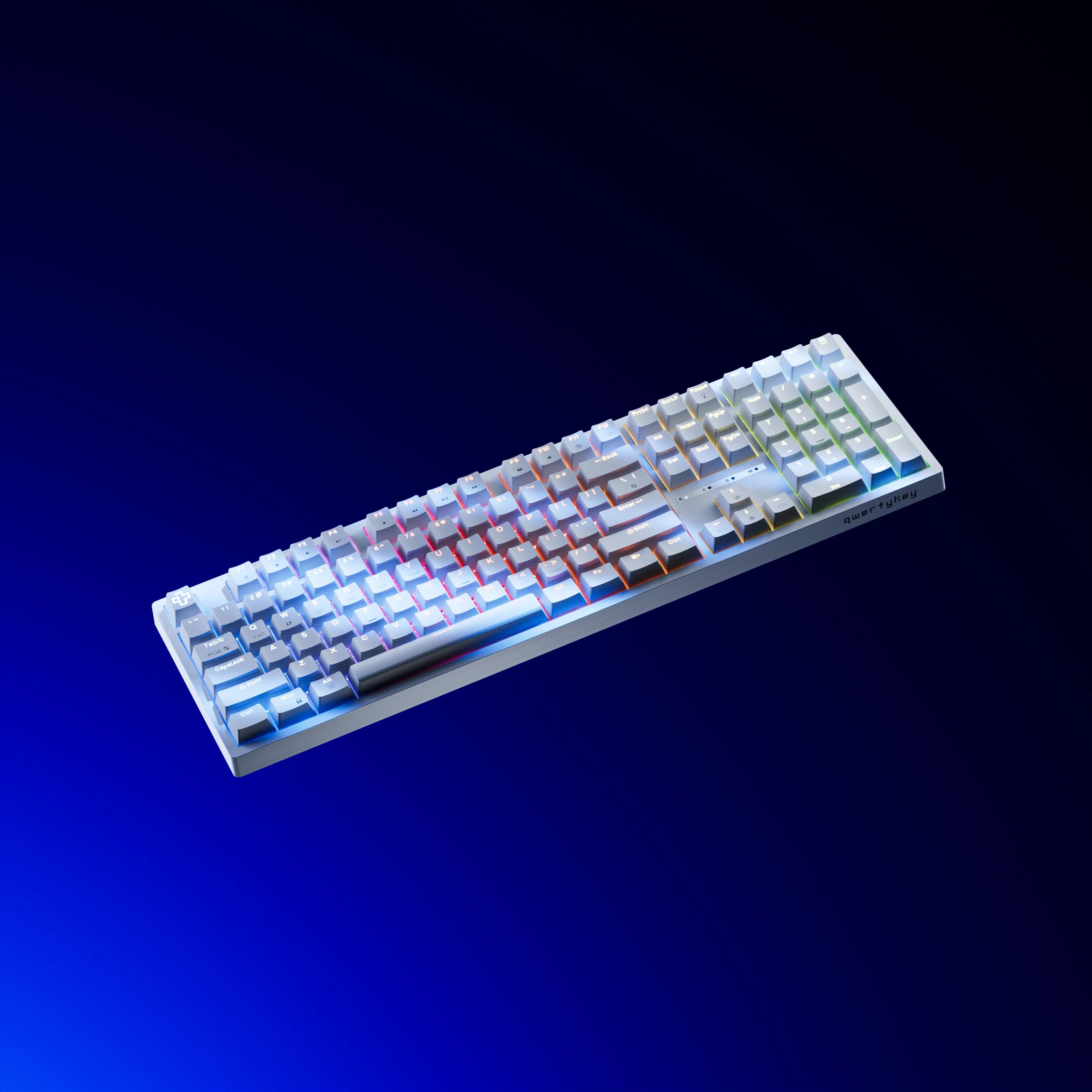 QwertyKey H100, biała - bezprzewodowa klawiatura mechaniczna gamingowa, Hotswap, RGB