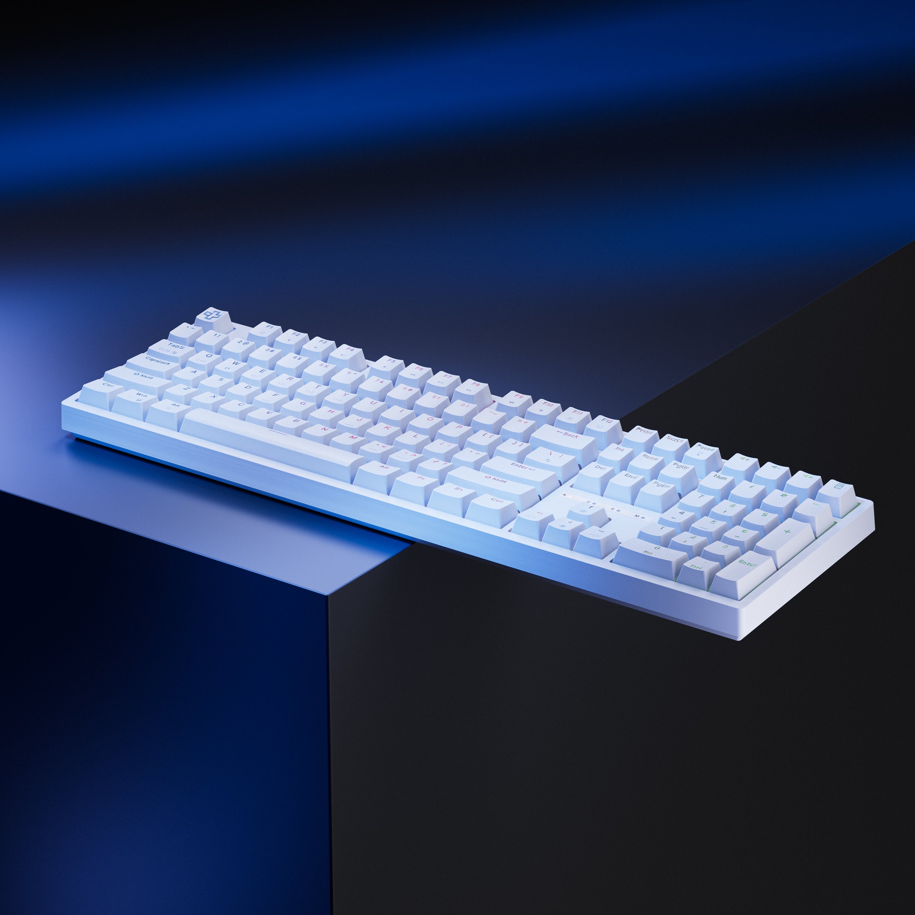 QwertyKey H100, biała - bezprzewodowa klawiatura mechaniczna gamingowa, Hotswap, RGB