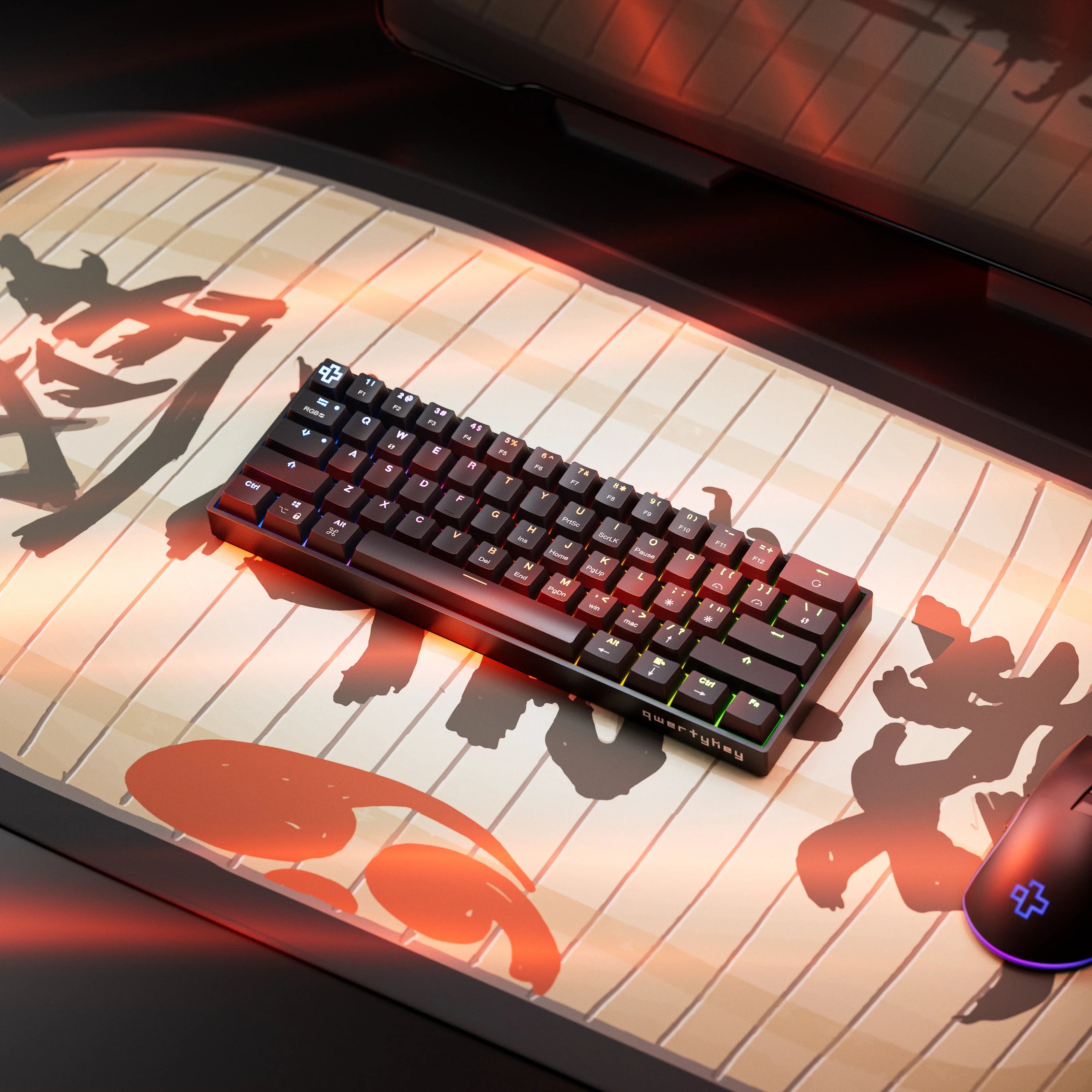QwertyKey H61 Split, czarna - klawiatura mechaniczna gamingowa, Hotswap, RGB