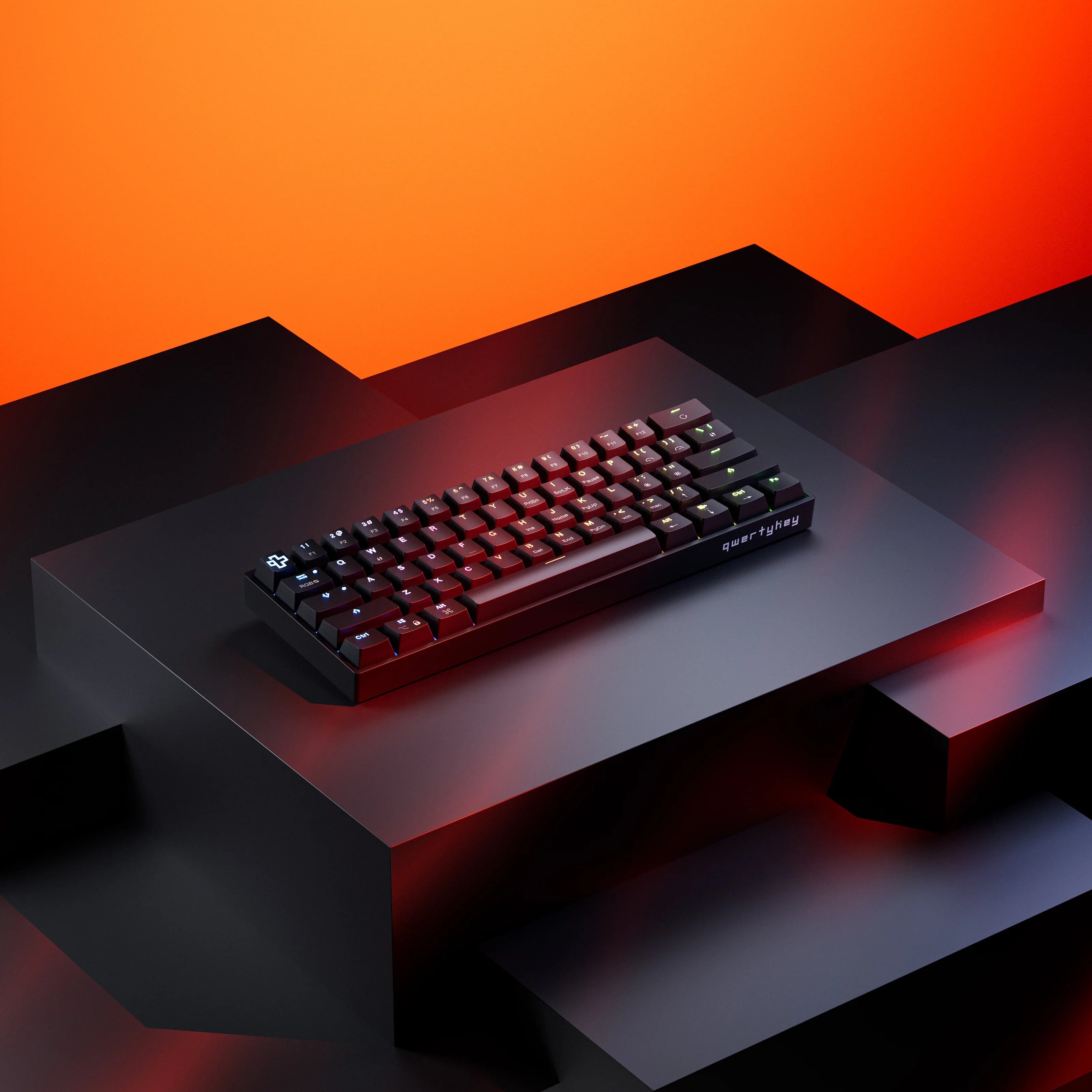 QwertyKey H61 Split, czarna - klawiatura mechaniczna gamingowa, Hotswap, RGB