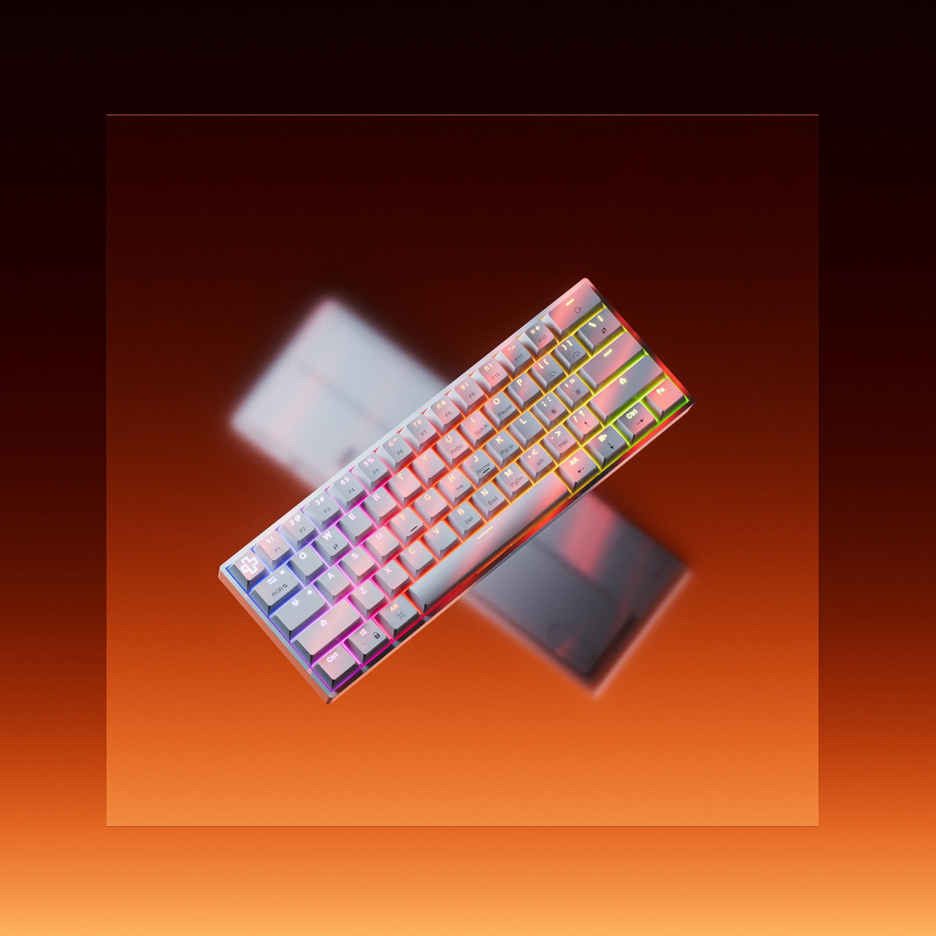 QwertyKey H61 Split, biała - klawiatura mechaniczna gamingowa, Hotswap, RGB