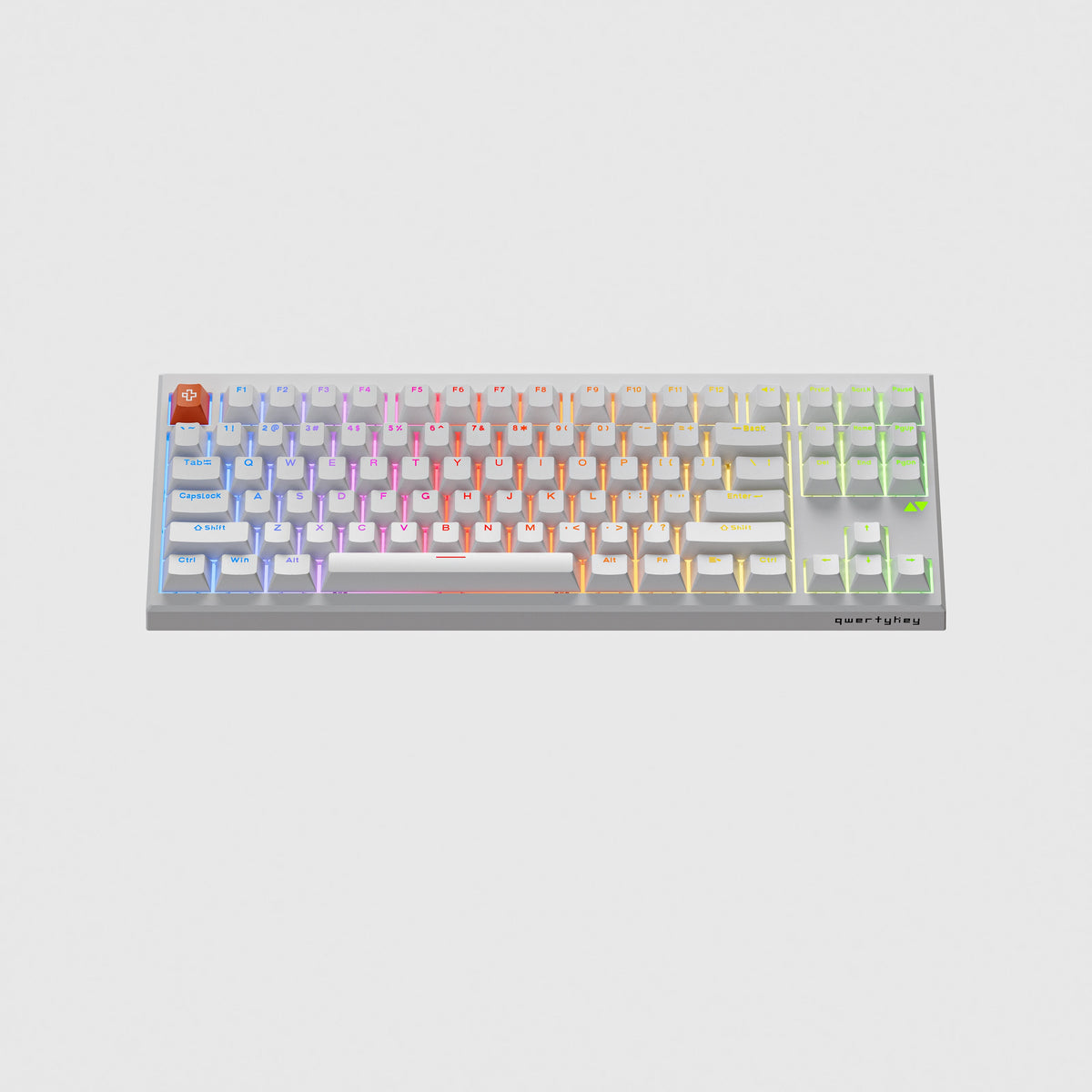 QwertyKey H87 Pro V2 Biała – Bezprzewodowa Klawiatura Mechaniczna Gamingowa, Hotswap, Gasket, Full RGB
