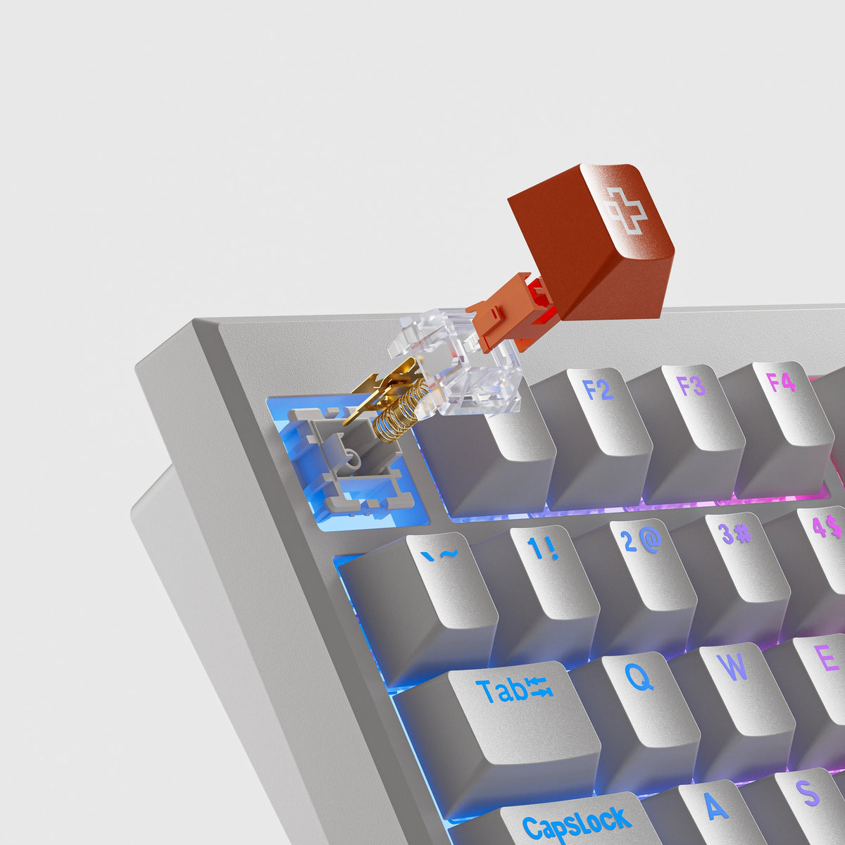 QwertyKey H87 Pro V2 Biała – Bezprzewodowa Klawiatura Mechaniczna Gamingowa, Hotswap, Gasket, Full RGB